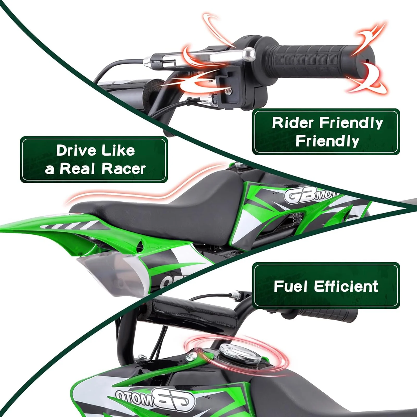 QEASET 49CC Dirt Bike, Mini Bike 2-Stroke Gas Powered off Road with Max Speed 20MPH, Pull Start