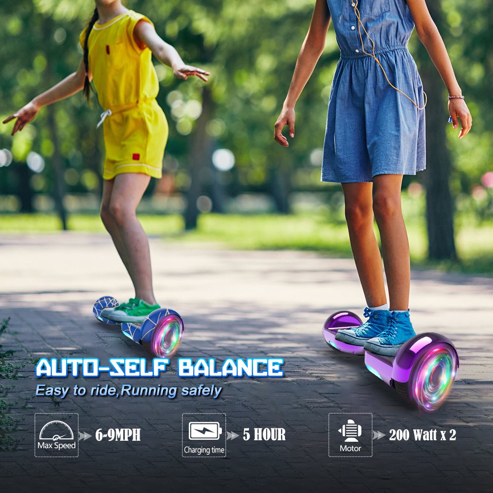 MOSTA All Terrain Self-Balance Scoote ,Electric Scooter Board for Kids & Adults with Bluetooth and Led Lights,6.5 inch,165 lbs capacity Perfect Gift