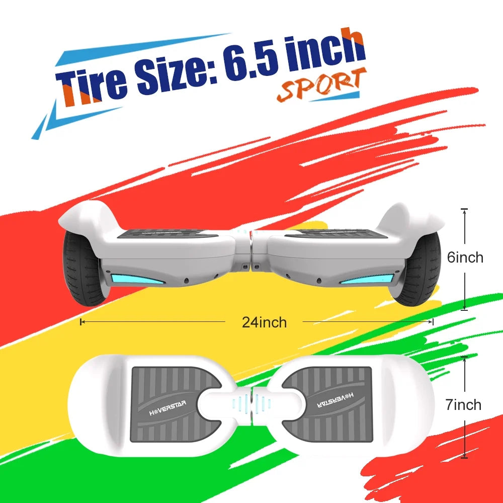 Mosta Hover Electric Scooter Board for Kids & Adults, 9 mph All Terrain Self-Balance Scooter with Bluetooth and Led Lights,6.5 inch,165 lbs capacity,LED Light,Suitable for boys and girls