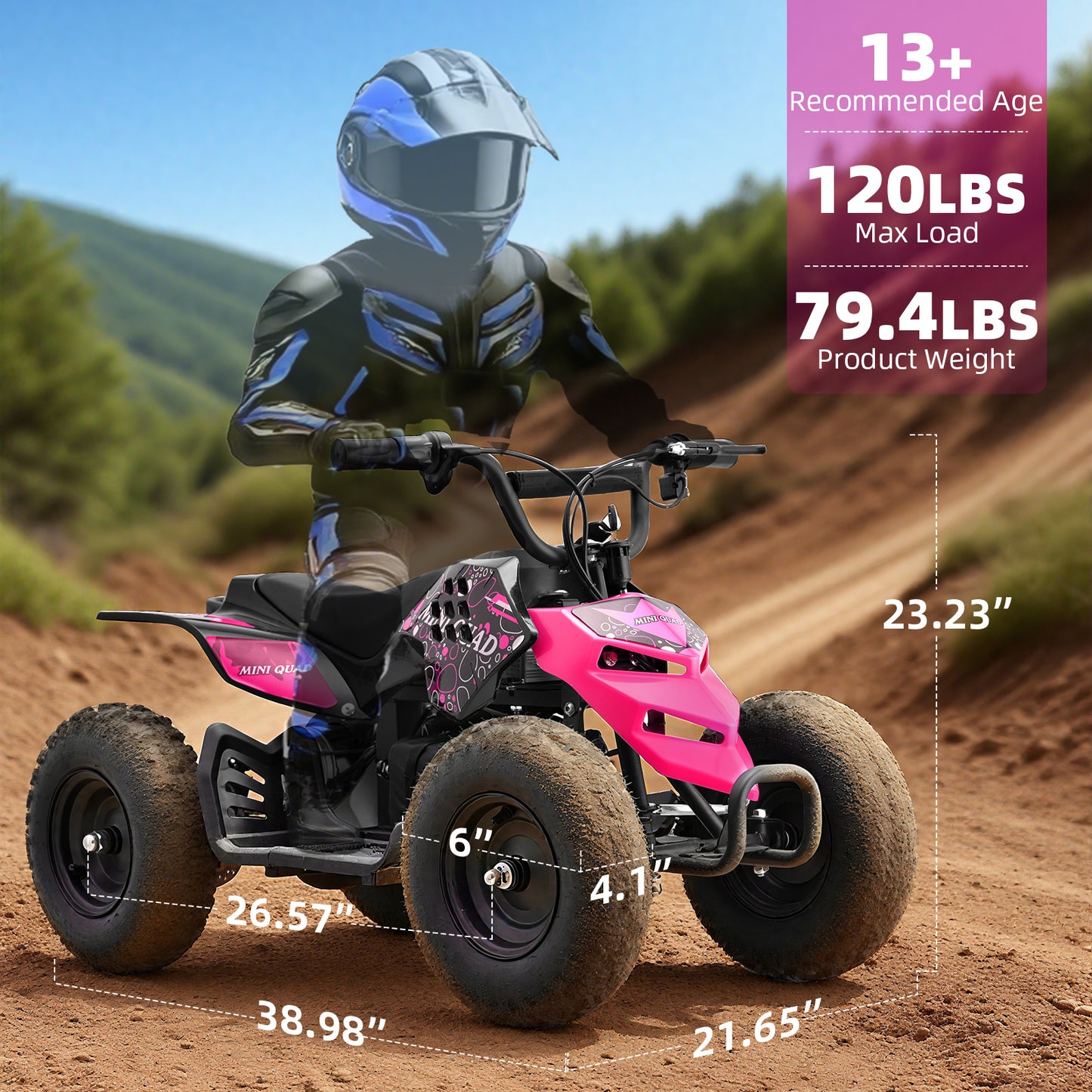 MOSTA Electric Dirt Quad 24V 500W ATV with Suspension with Forward and Reverse Functions