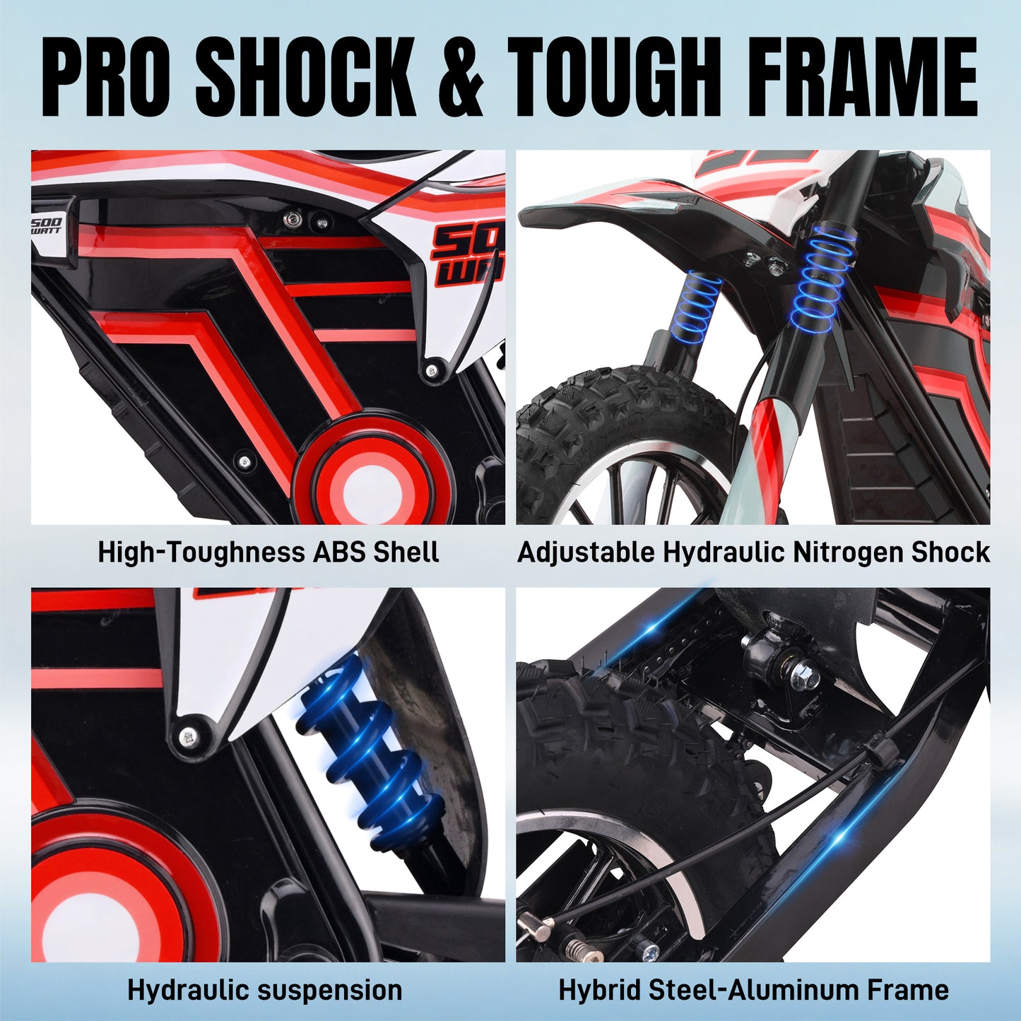 MOSTA Electric Dirt Bike for Teens Adults, 500W Electric-Motorcycle Mountain Off-Road EBike