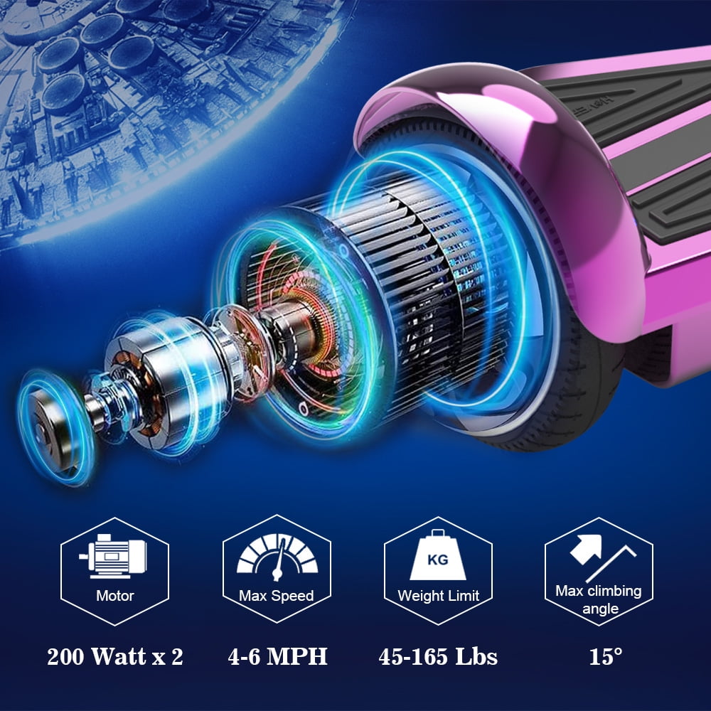 MOSTA All Terrain Self-Balance Scoote ,Electric Scooter Board for Kids & Adults with Bluetooth and Led Lights,6.5 inch,165 lbs capacity Perfect Gift