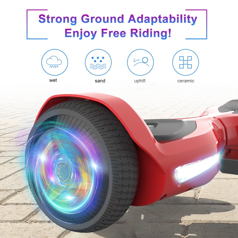 MOSTA All Terrain Self-Balance Scoote ,Electric Scooter Board for Kids & Adults with Bluetooth and Led Lights,6.5 inch, 9 Miles Max 165 lbs capacity Perfect Gift