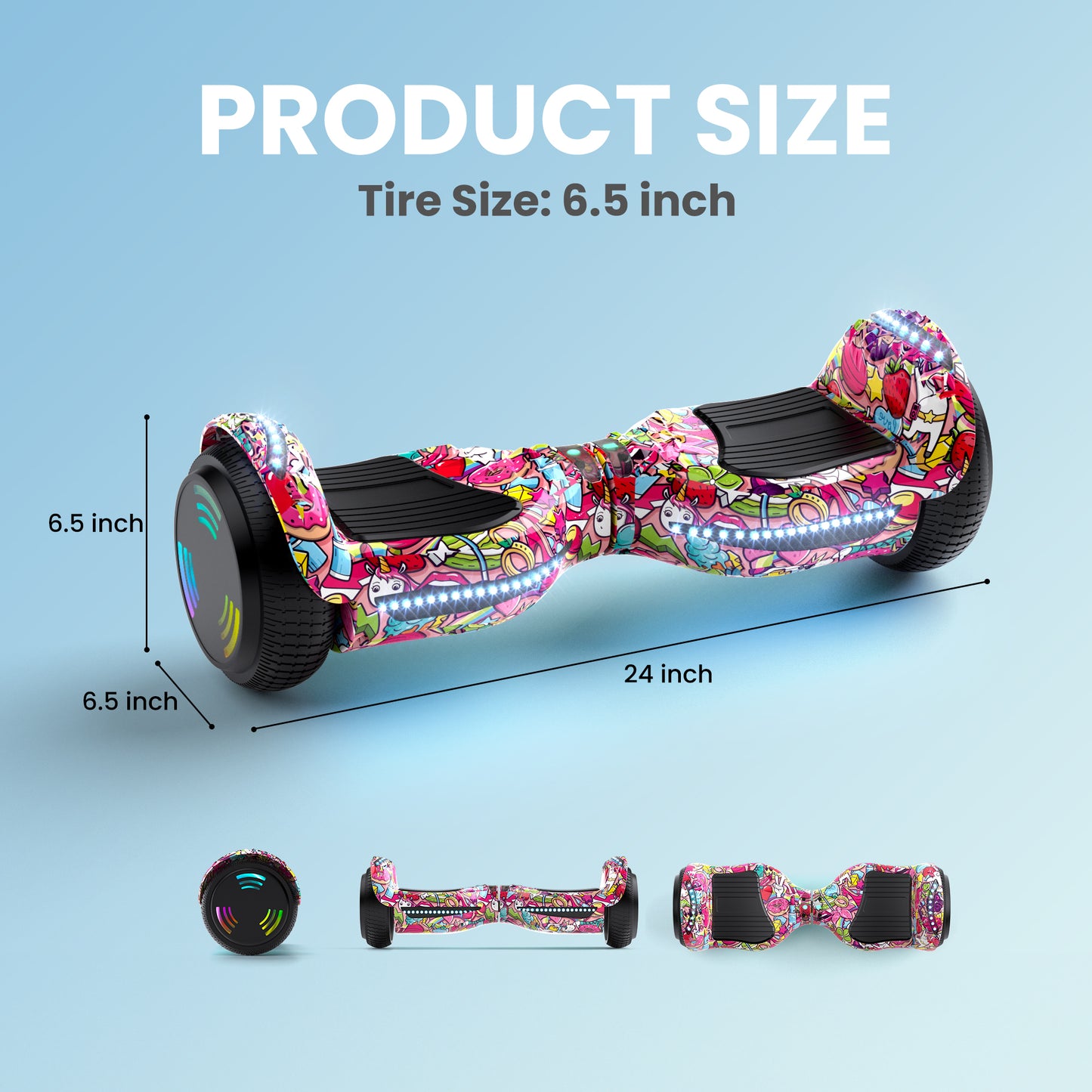 Mosta Electric Hoverboard with New Version Bluetooth Hover Board, Chrome and Design Color Self-Balance Electric Scooter