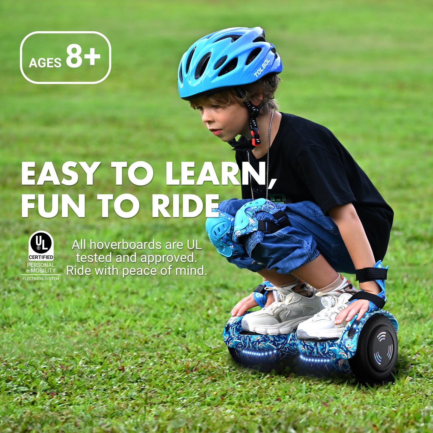 MOSTA All Terrain Self-Balance Scoote ,Electric Scooter Board for Kids & Adults with Bluetooth and Led Lights,6.5 inch,165 lbs capacity Perfect Gift