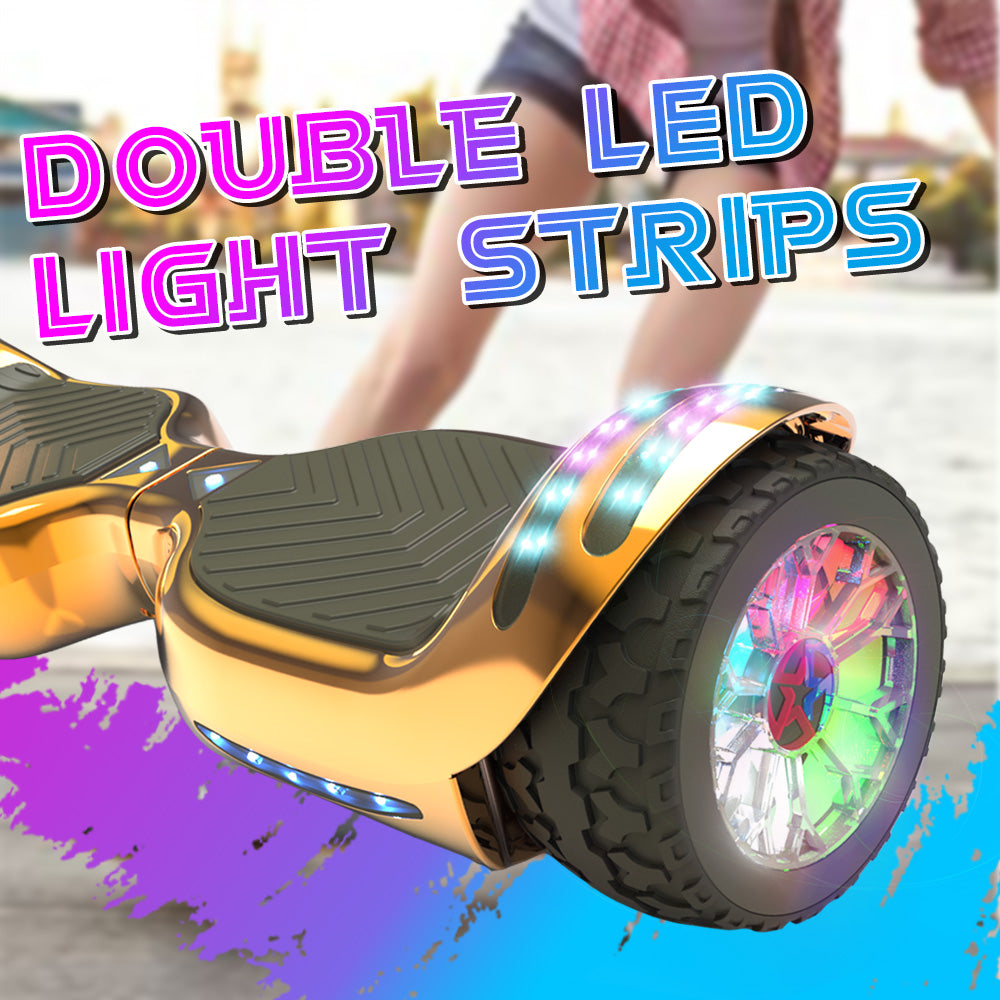 MOSTA All Terrain Self-Balance Scoote ,Electric Scooter Board for Kids & Adults with Bluetooth and Led Lights,6.5 inch,165 lbs capacity Perfect Gift