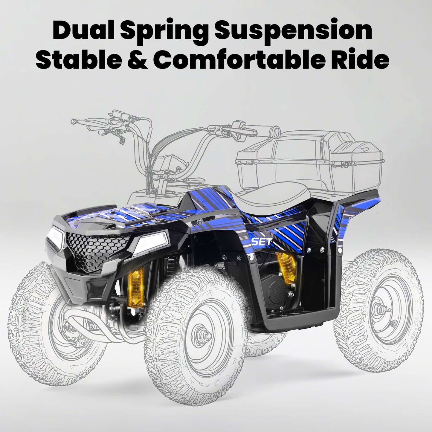 QEASET 40 cc Trail Blazer Ride-On Buggy – Dual-Speed Off-Roader, Key-Lock Safe, 10-15.5mph, Blue