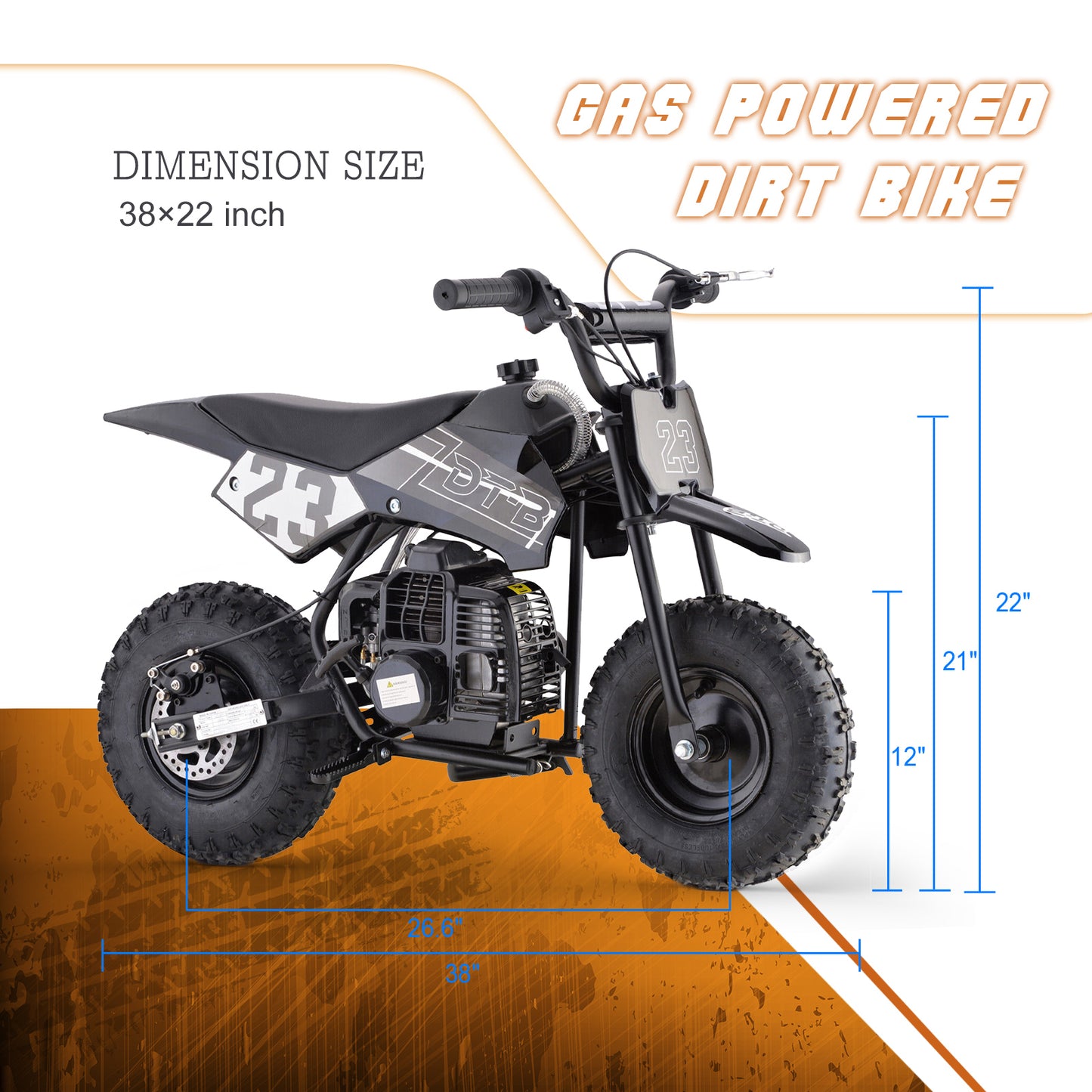 Mosta Mini Kid Dirt Bike, 49 CC 2-Stroke Gas Bike with Off-Rode Tire, Suspensions, Disc Brakes, Max Load 160Lbs, Up to 20Mph