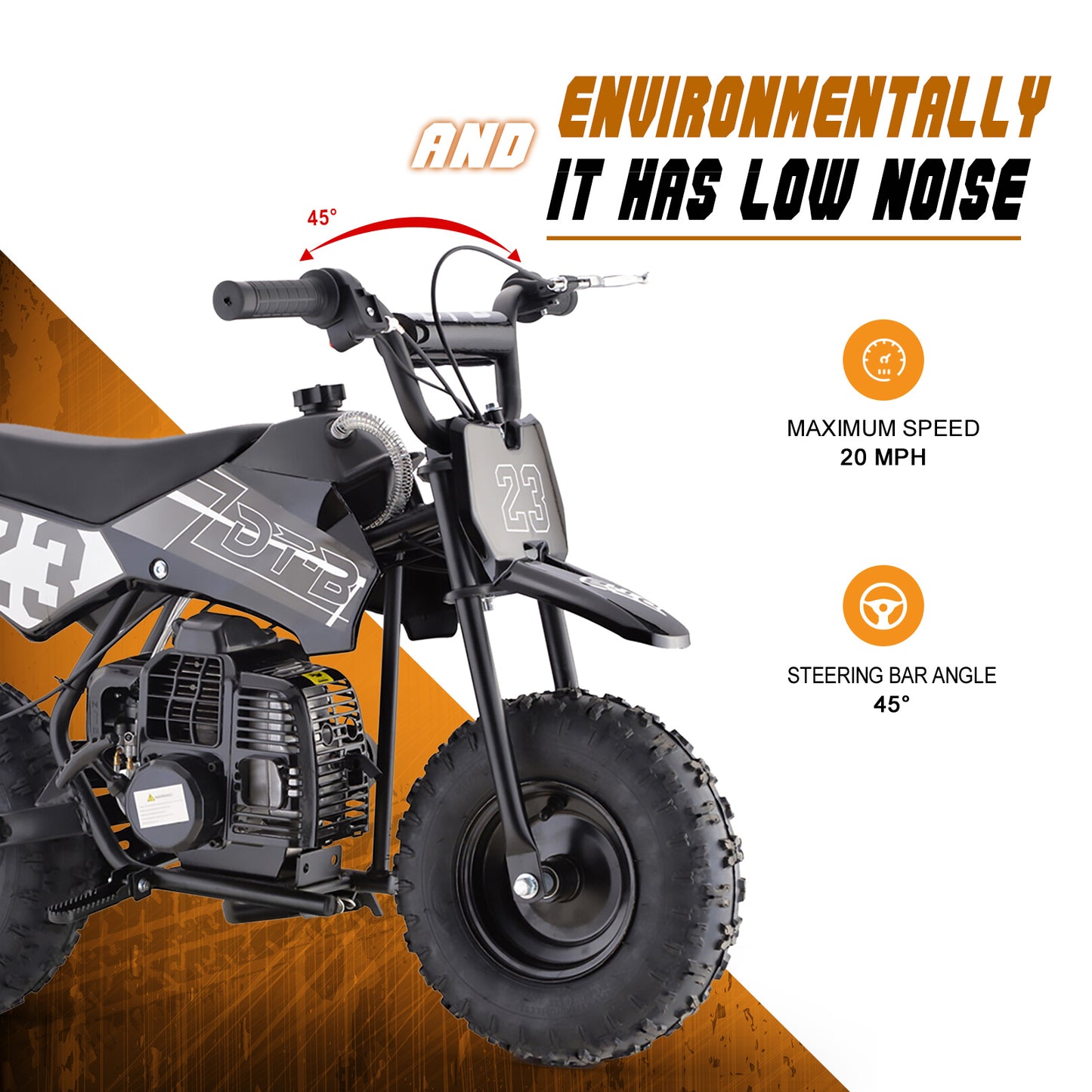 Mosta Mini Kid Dirt Bike, 49 CC 2-Stroke Gas Bike with Off-Rode Tire, Suspensions, Disc Brakes, Max Load 160Lbs, Up to 20Mph