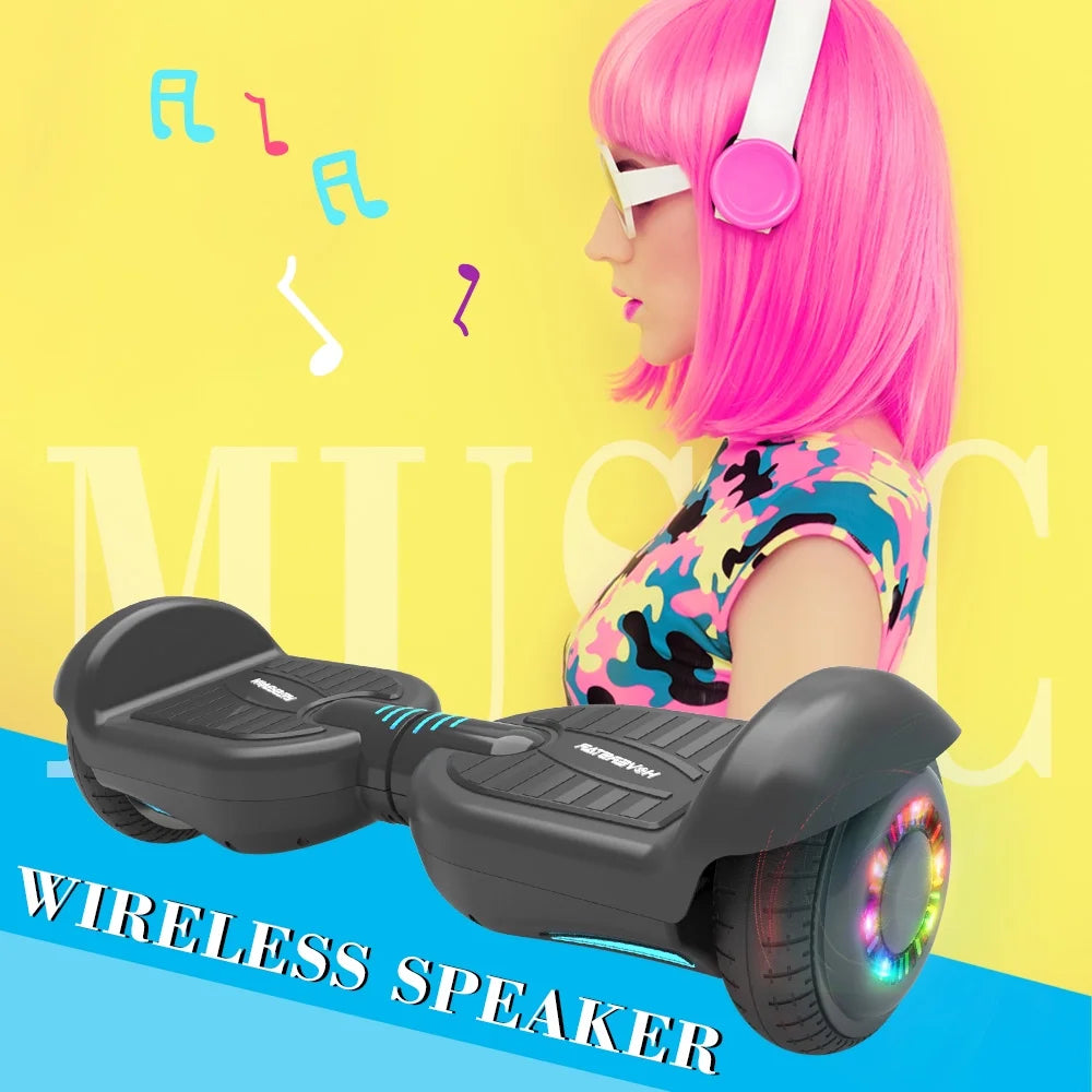 Mosta Hover Electric Scooter Board for Kids & Adults, 9 mph All Terrain Self-Balance Scooter with Bluetooth and Led Lights,6.5 inch,165 lbs capacity,LED Light,Suitable for boys and girls