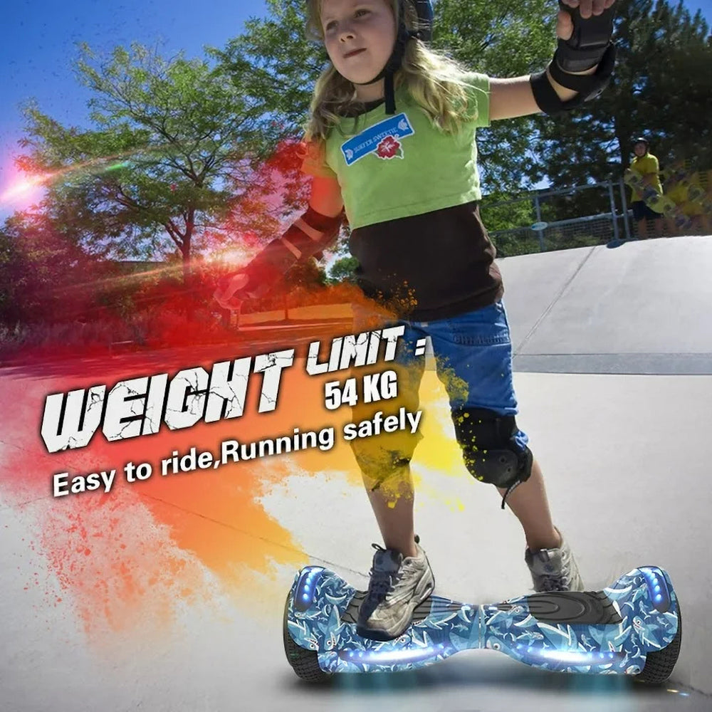 MOSTA All Terrain Self-Balance Scoote ,Electric Scooter Board for Kids & Adults with Bluetooth and Led Lights,6.5 inch,165 lbs capacity Perfect Gift