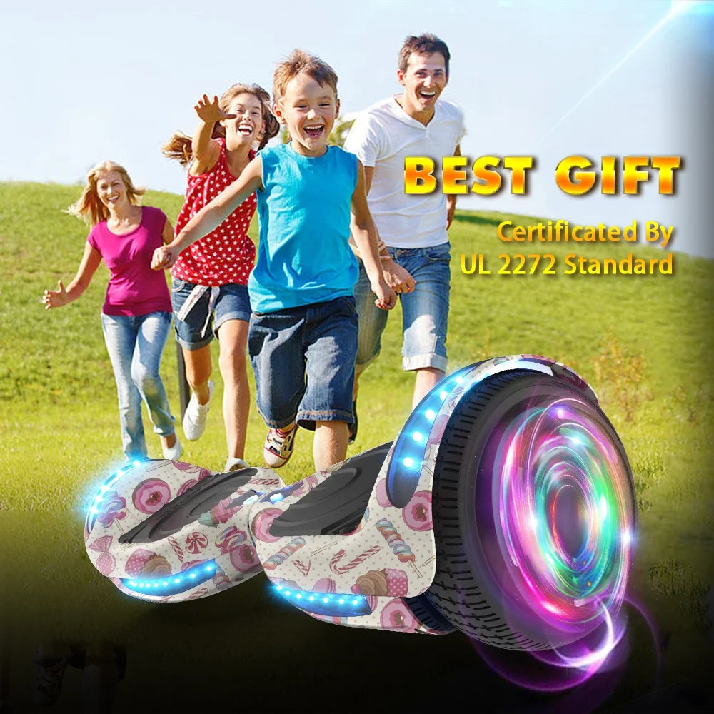MOSTA All Terrain Self-Balance Scoote ,Electric Scooter Board for Kids & Adults with Bluetooth and Led Lights,6.5 inch,165 lbs capacity Perfect Gift