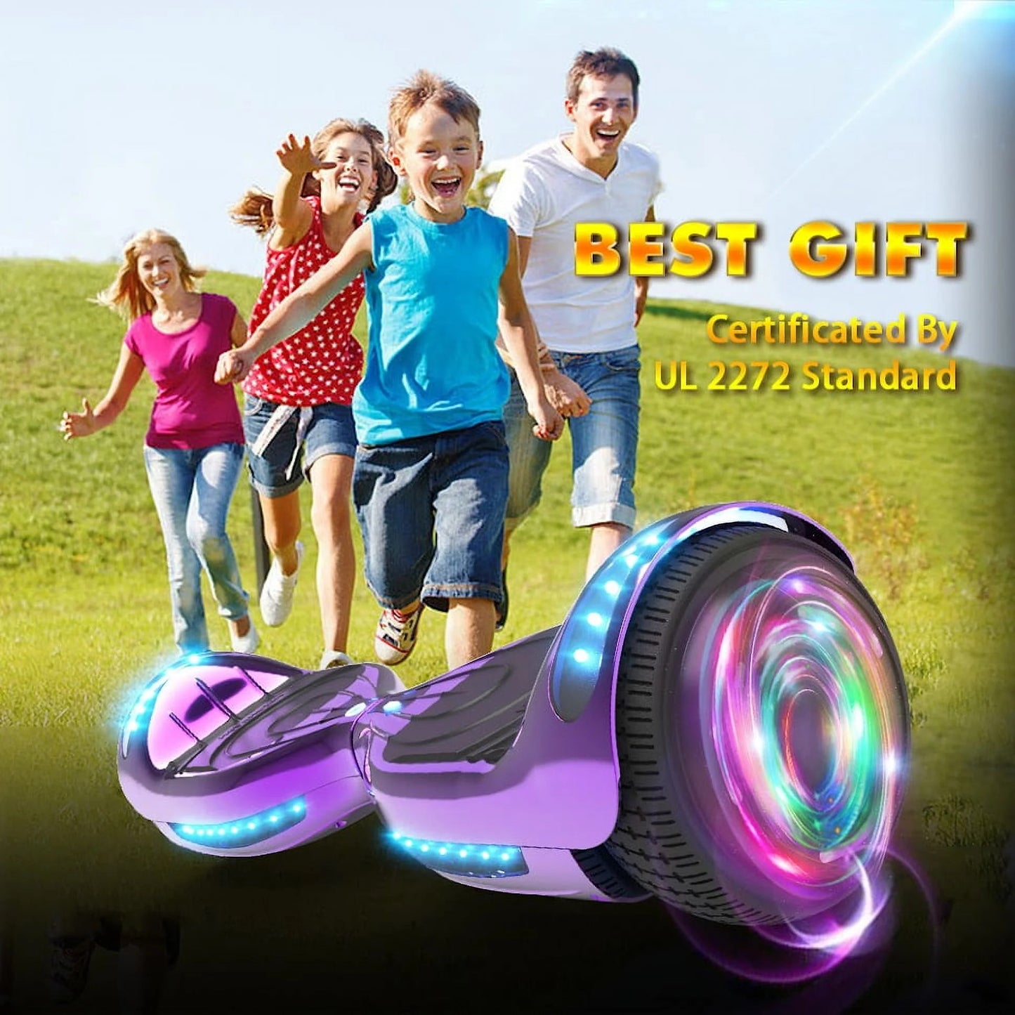 MOSTA All Terrain Self-Balance Scoote ,Electric Scooter Board for Kids & Adults with Bluetooth and Led Lights,6.5 inch,165 lbs capacity Perfect Gift