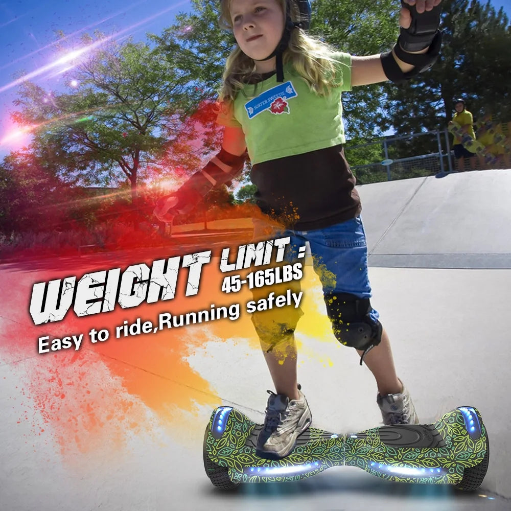 MOSTA All Terrain Self-Balance Scoote ,Electric Scooter Board for Kids & Adults with Bluetooth and Led Lights,6.5 inch,165 lbs capacity Perfect Gift