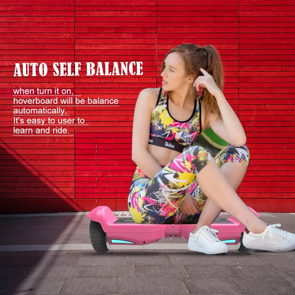 Mosta Hover Electric Scooter Board for Kids & Adults, 9 mph All Terrain Self-Balance Scooter with Bluetooth and Led Lights,6.5 inch,165 lbs capacity,LED Light,Suitable for boys and girls