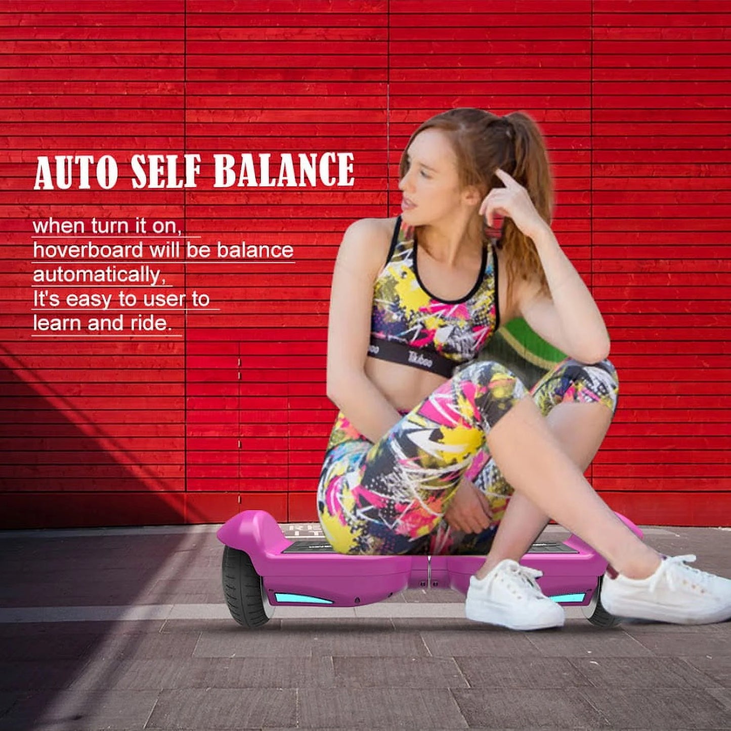 Mosta Hover Electric Scooter Board for Kids & Adults, 9 mph All Terrain Self-Balance Scooter with Bluetooth and Led Lights,6.5 inch,165 lbs capacity,LED Light,Suitable for boys and girls
