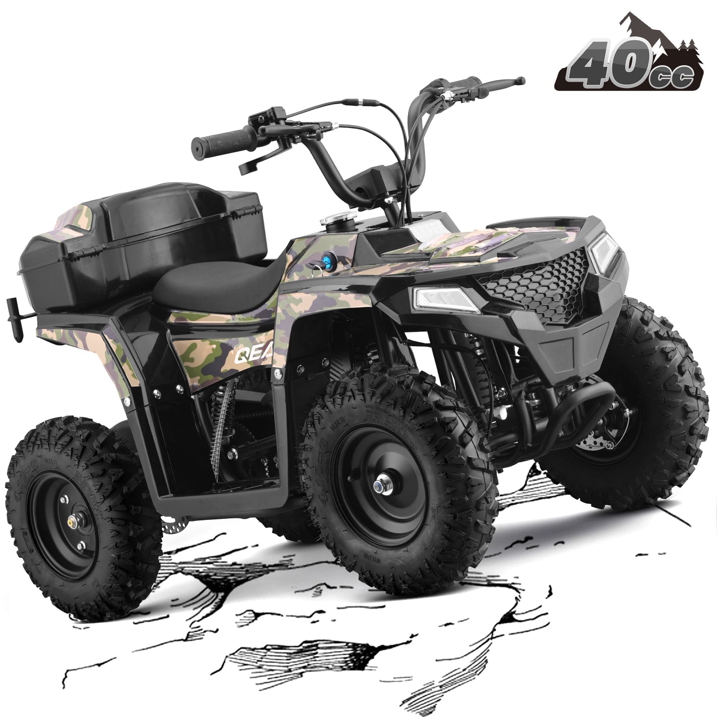 QEASET 40 cc Trail Blazer Ride-On Buggy – Dual-Speed Off-Roader, Key-Lock Safe, 10-15.5mph, Flag