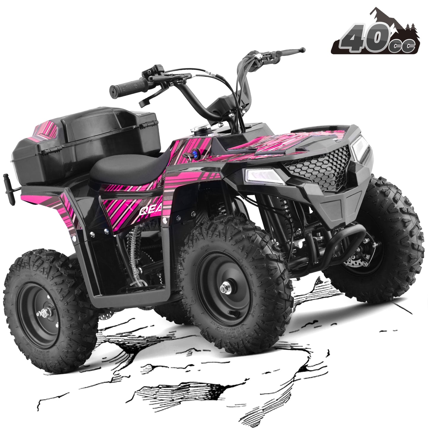 QEASET 40 cc Trail Blazer Ride-On Buggy – Dual-Speed Off-Roader, Key-Lock Safe, 10-15.5mph, Pink
