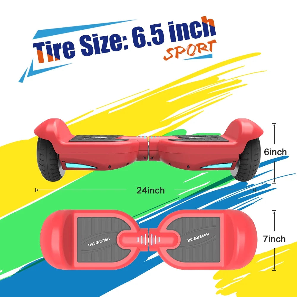 Mosta Hover Electric Scooter Board for Kids & Adults, 9 mph All Terrain Self-Balance Scooter with Bluetooth and Led Lights,6.5 inch,165 lbs capacity,LED Light,Suitable for boys and girls