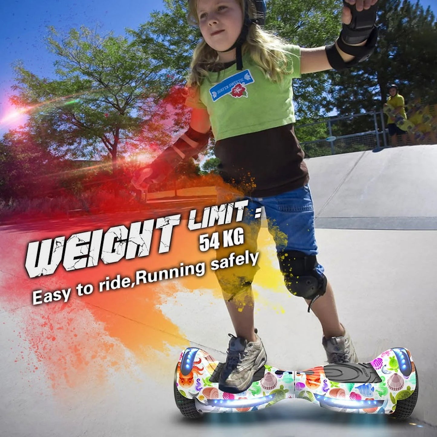 MOSTA All Terrain Self-Balance Scoote ,Electric Scooter Board for Kids & Adults with Bluetooth and Led Lights,6.5 inch,165 lbs capacity Perfect Gift