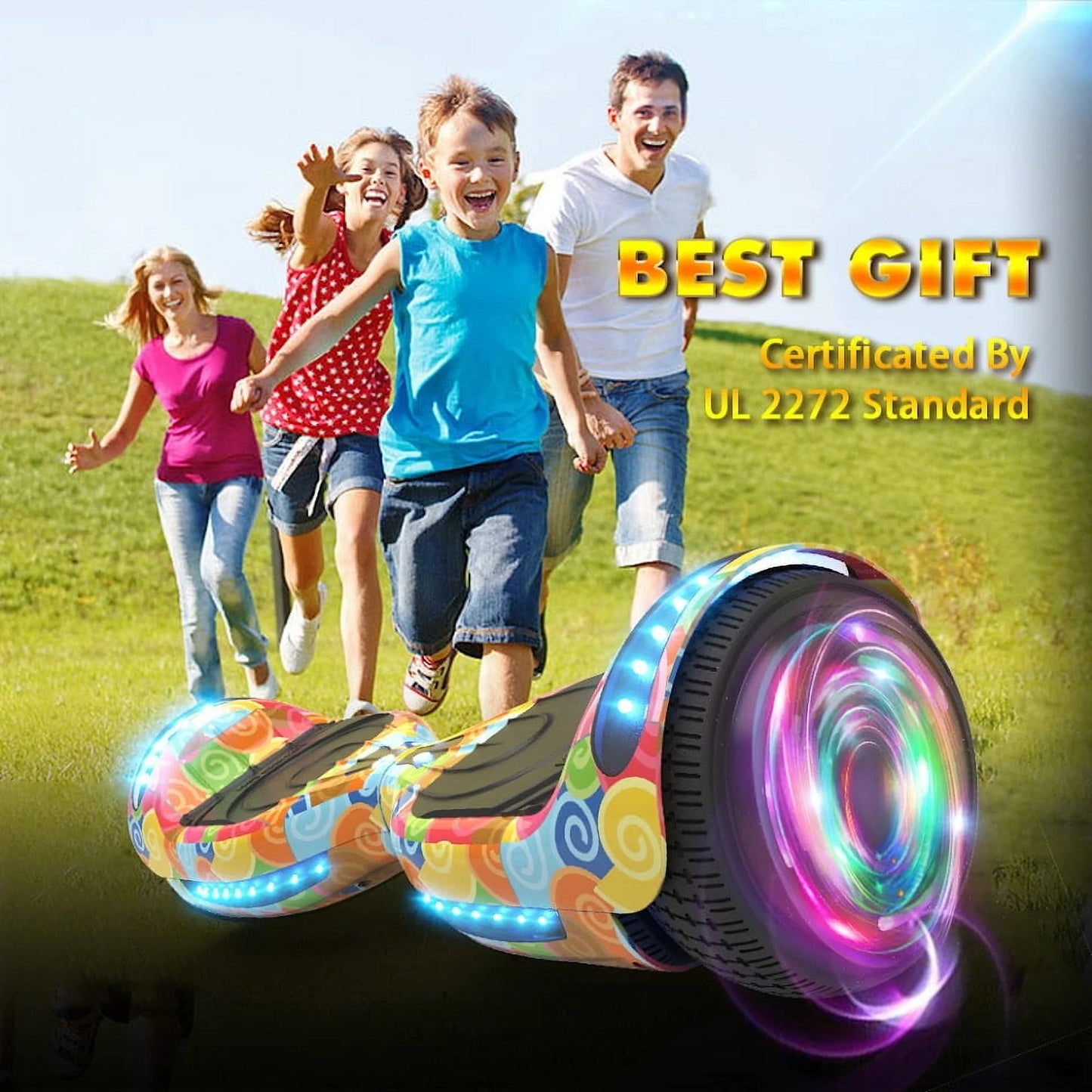 MOSTA All Terrain Self-Balance Scoote ,Electric Scooter Board for Kids & Adults with Bluetooth and Led Lights,6.5 inch,165 lbs capacity Perfect Gift