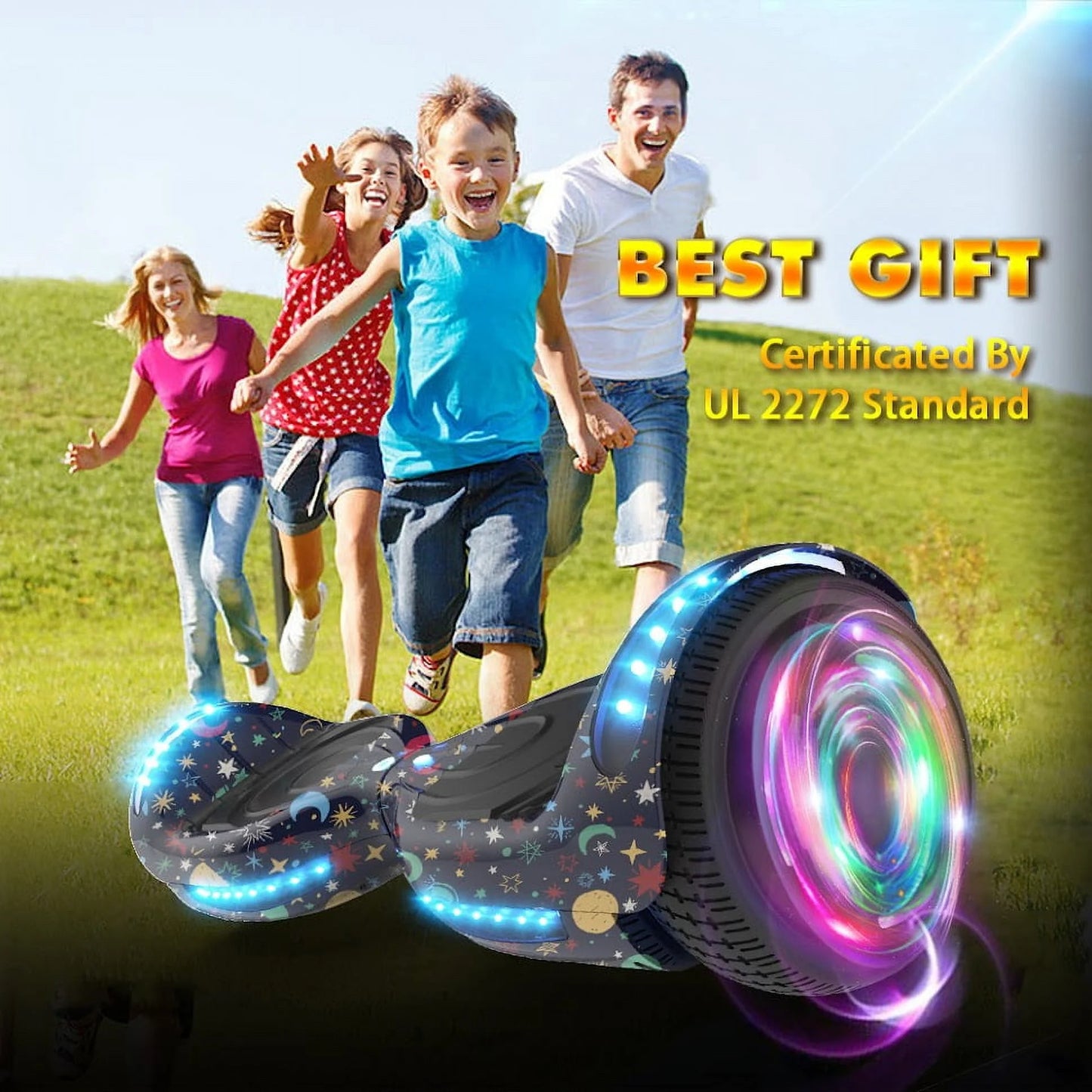 MOSTA All Terrain Self-Balance Scoote ,Electric Scooter Board for Kids & Adults with Bluetooth and Led Lights,6.5 inch,165 lbs capacity Perfect Gift