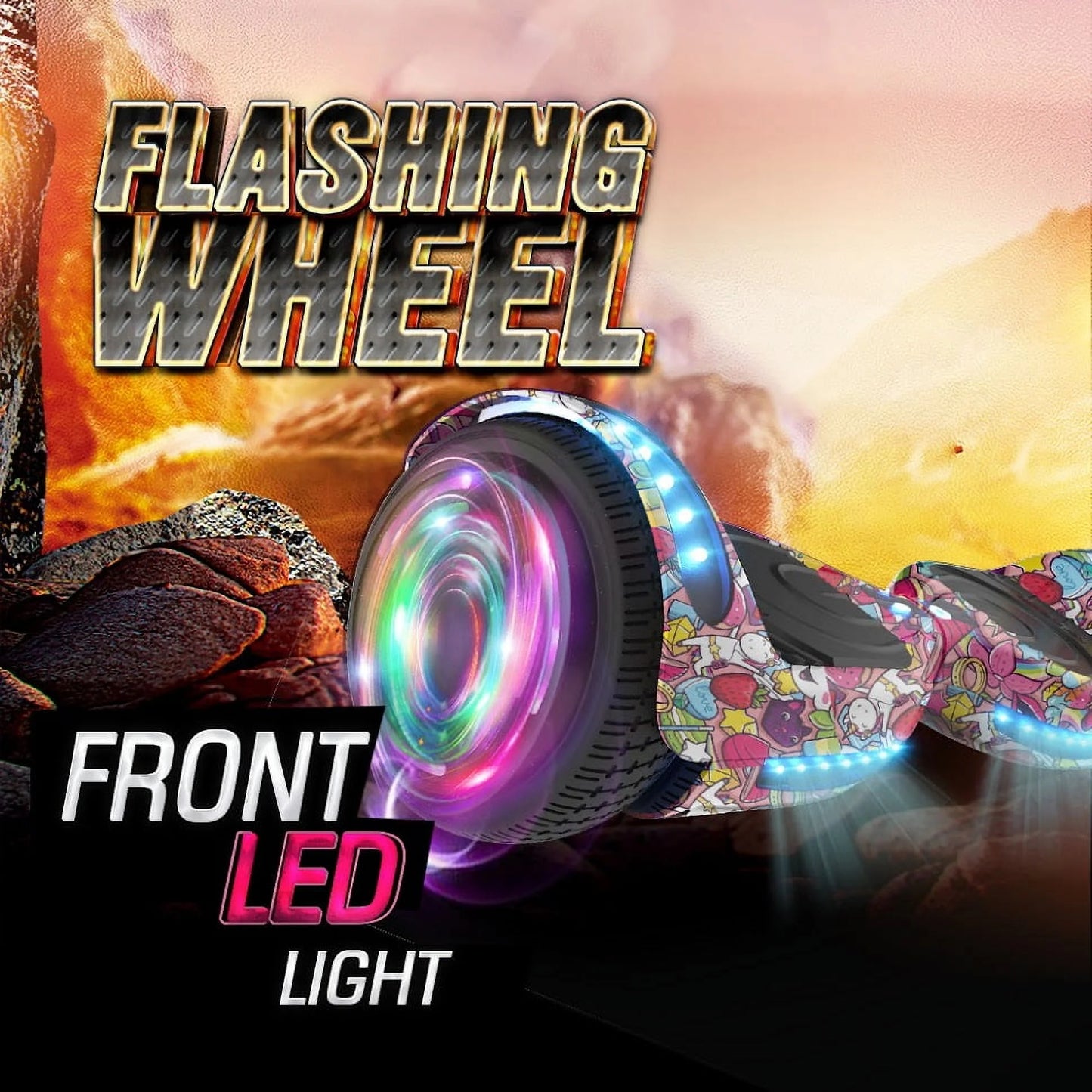 MOSTA All Terrain Self-Balance Scoote ,Electric Scooter Board for Kids & Adults with Bluetooth and Led Lights,6.5 inch,165 lbs capacity Perfect Gift