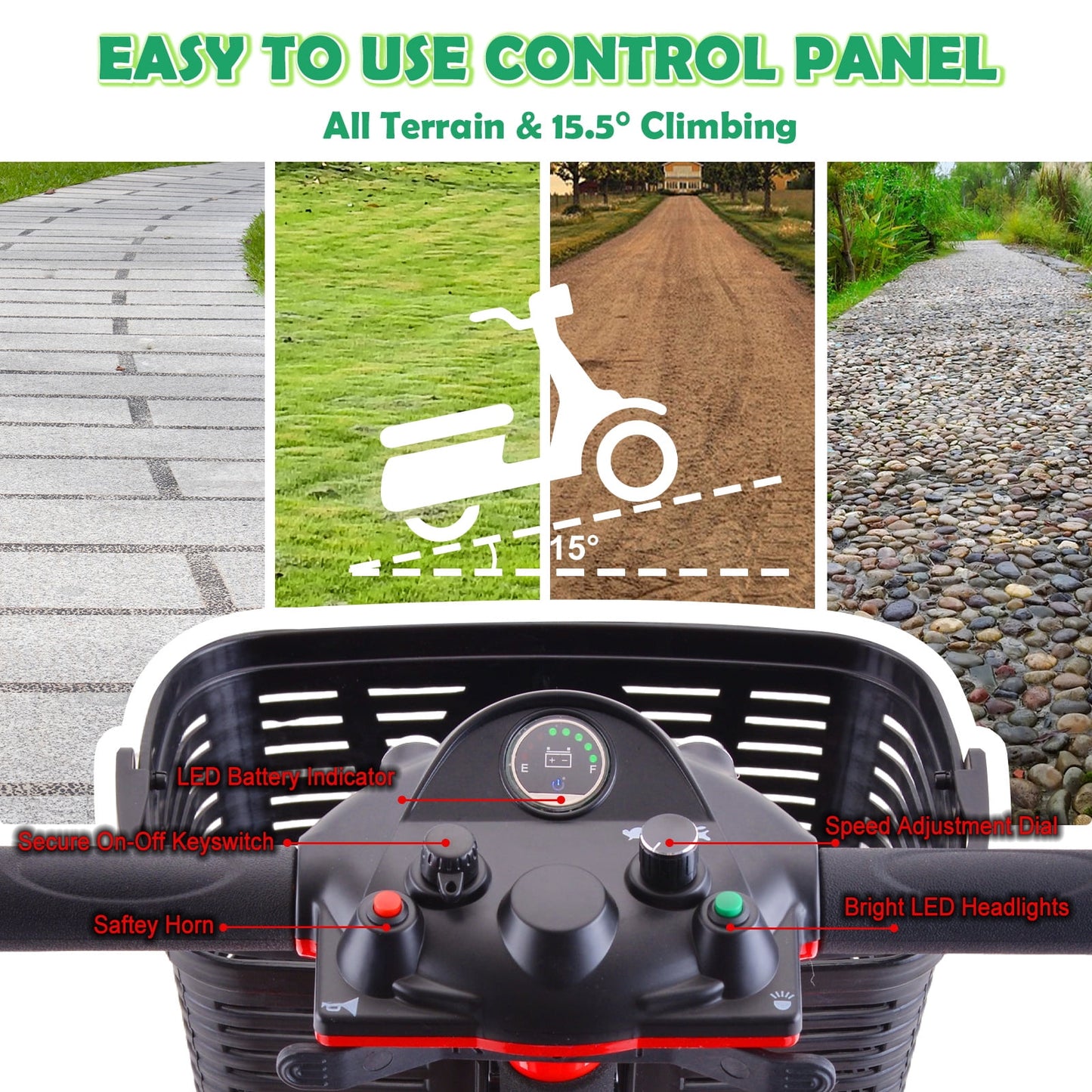 QEASET 4 Wheel Mobility Scooter,Mobility Scooter for Adults, Senior, Electric Powered Chargeable Device for Travel