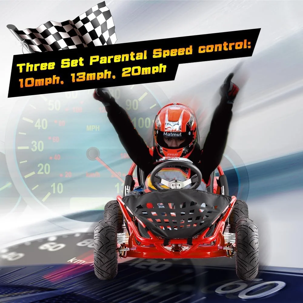 QEASET 1 Seater 1000W Electric Go-Kart-Red