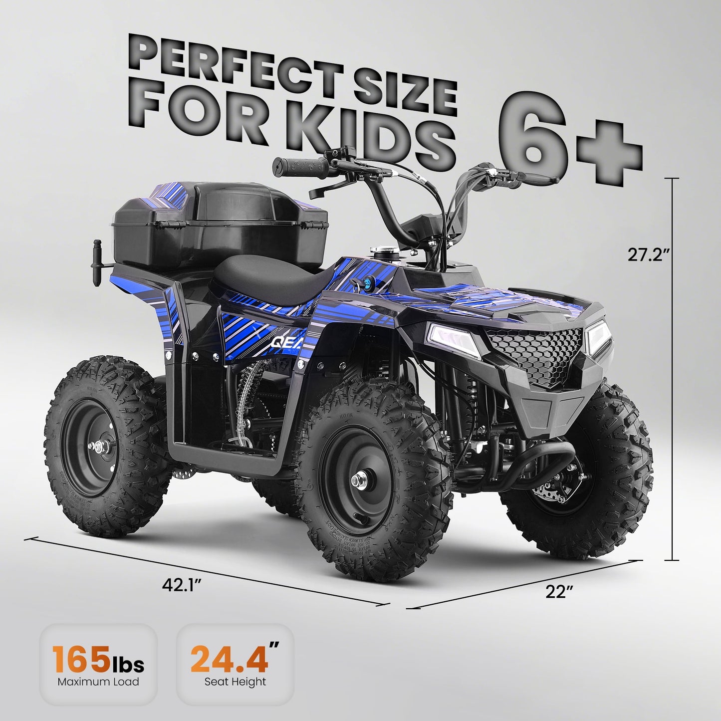 QEASET 40 cc Trail Blazer Ride-On Buggy – Dual-Speed Off-Roader, Key-Lock Safe, 10-15.5mph, Blue