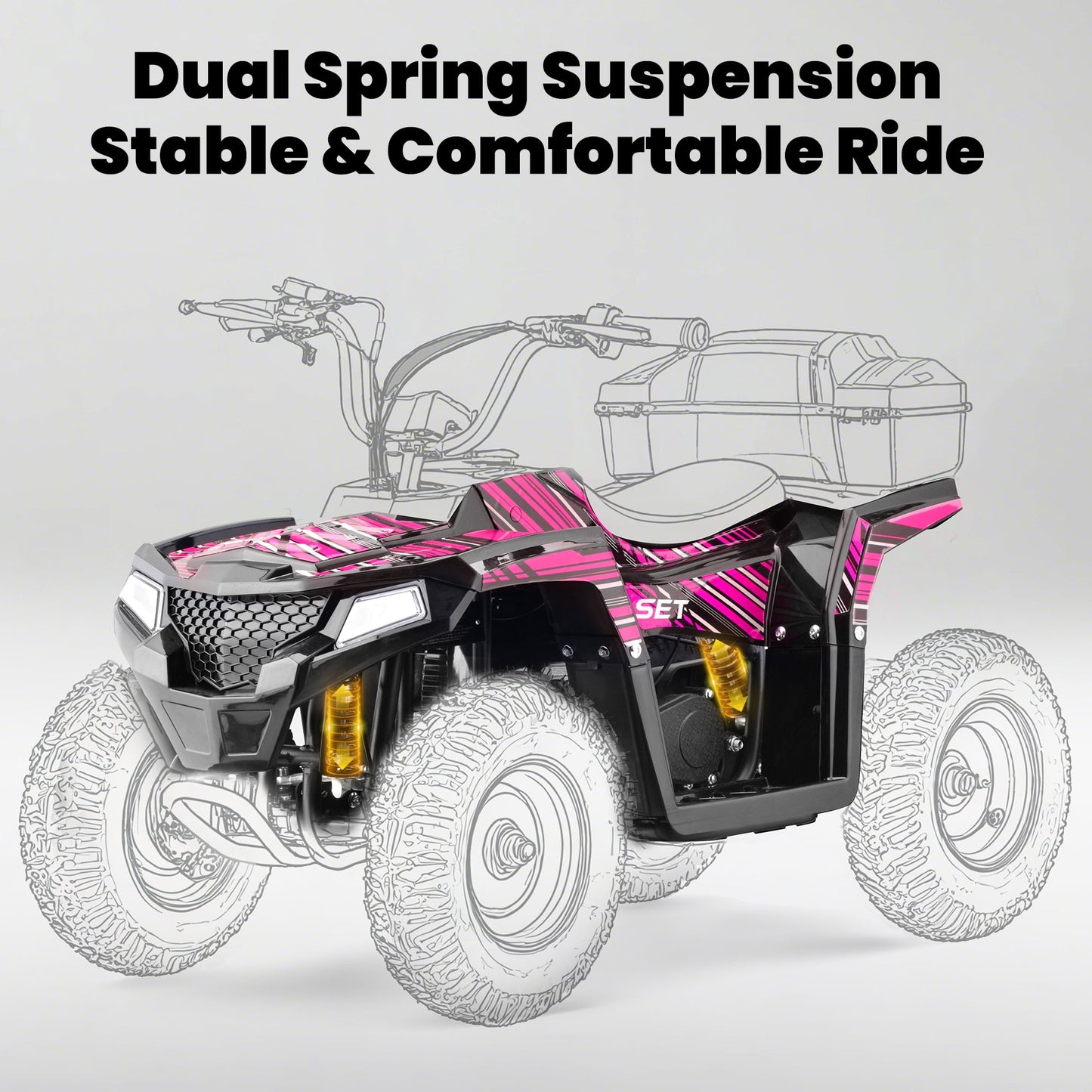 QEASET 40 cc Trail Blazer Ride-On Buggy – Dual-Speed Off-Roader, Key-Lock Safe, 10-15.5mph, Pink