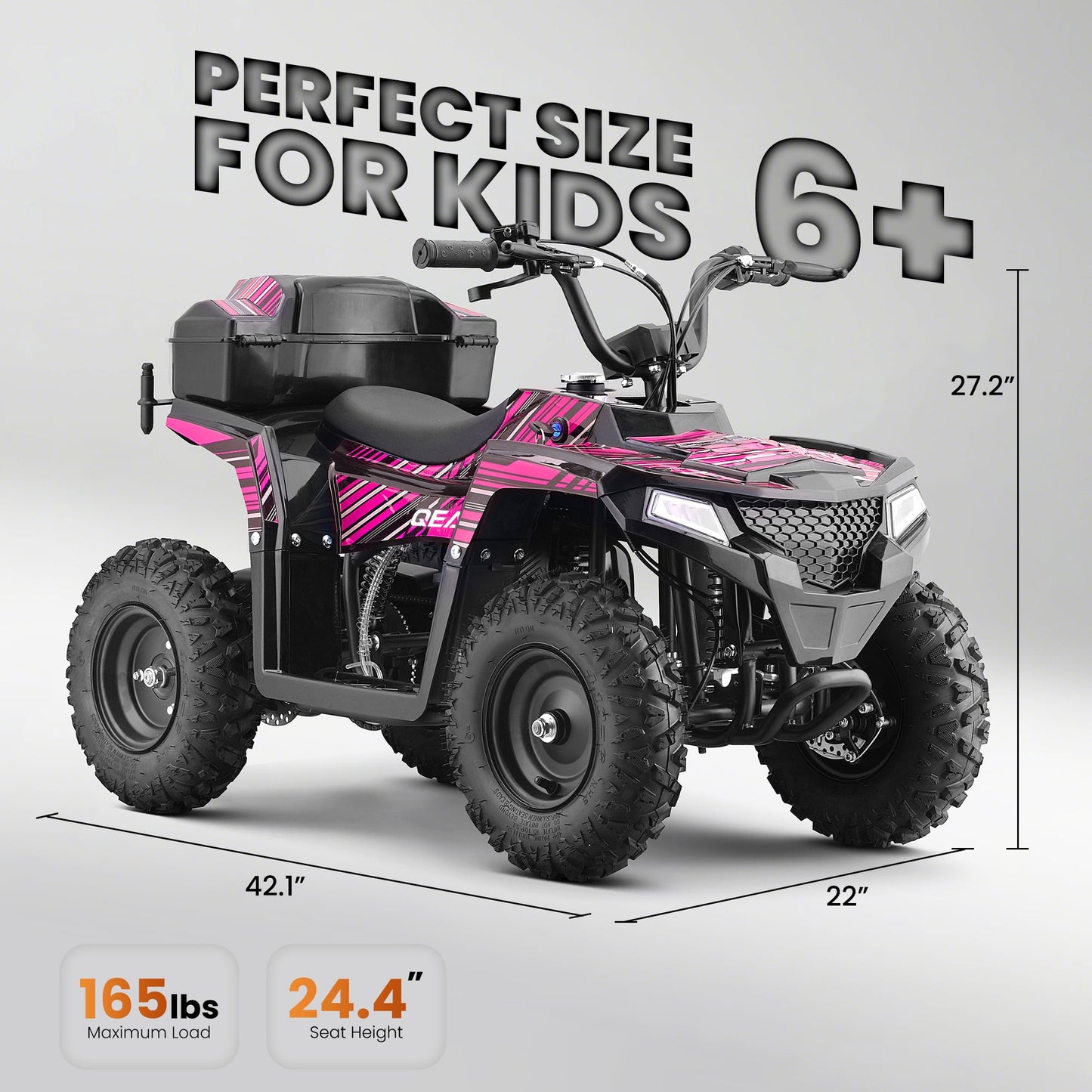 QEASET 40 cc Trail Blazer Ride-On Buggy – Dual-Speed Off-Roader, Key-Lock Safe, 10-15.5mph, Pink