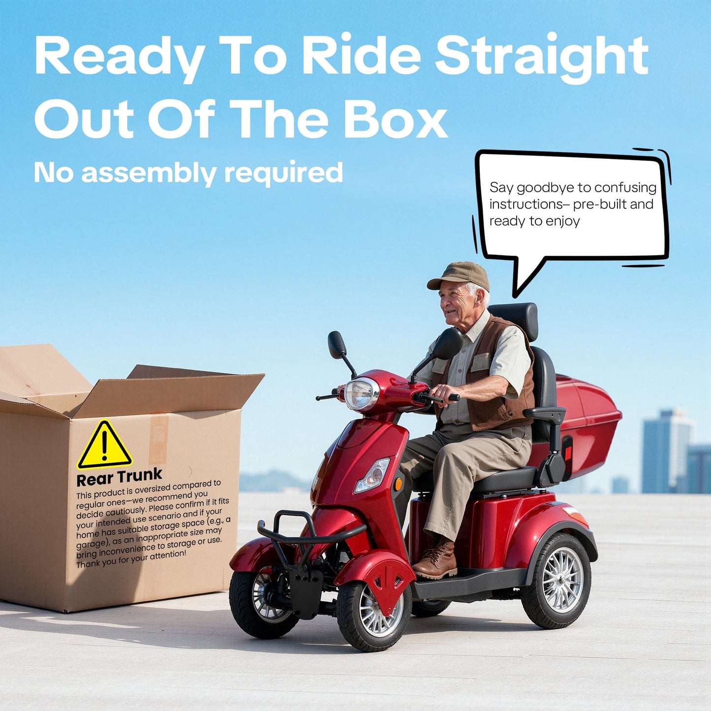 Arshin Mobility Scooters for Seniors & Adults,500lbs Capacity Heavy Duty Electric Mobility Scooters with 4 Wheels,800W Long Range Battery and Speed Adjust Medical Scooter(Red)