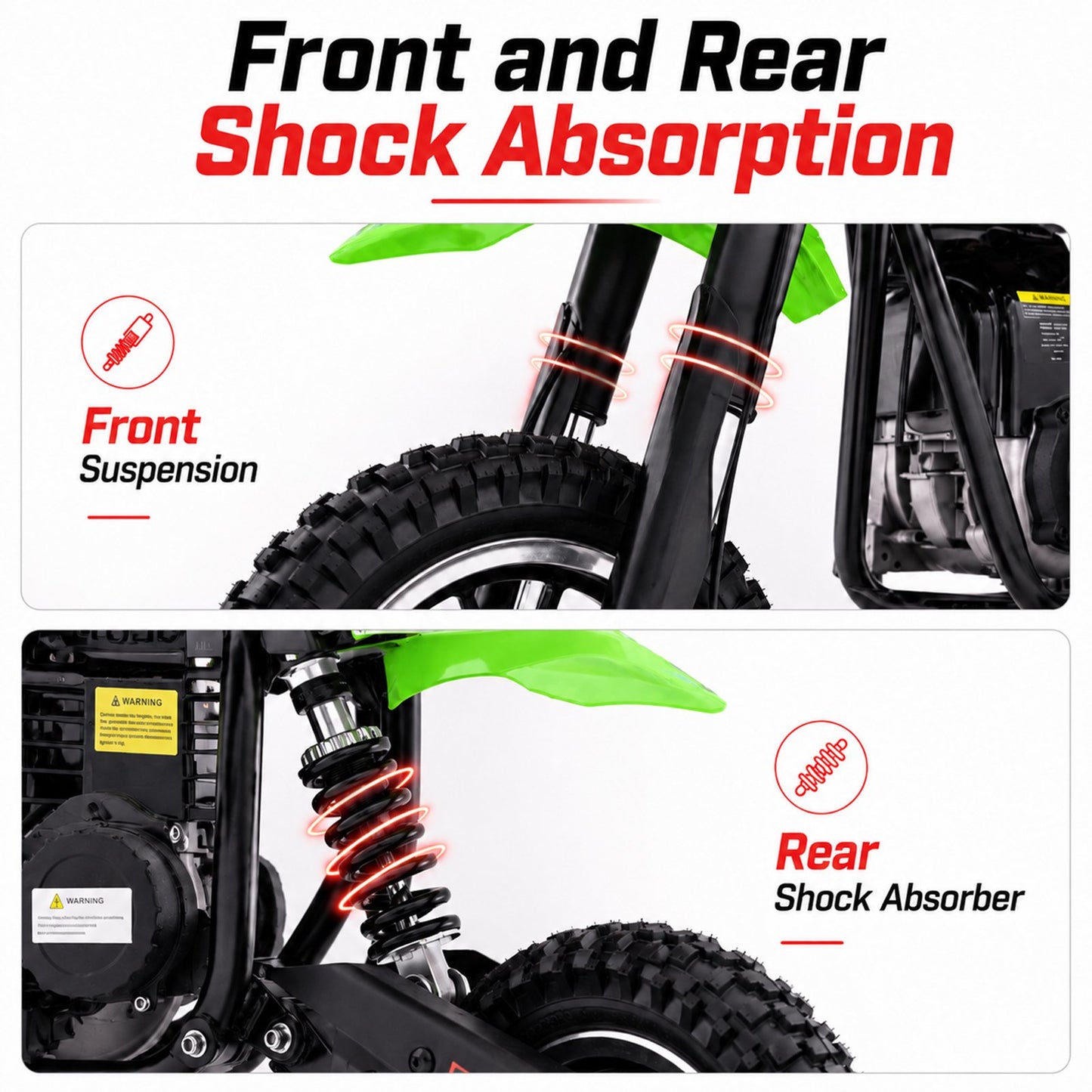 Aoemoe dirt bicycles, 39cc gas power motorcycle, 45×24×16in , 4-Stroke, dirt bicycles for kid 8 14, Green