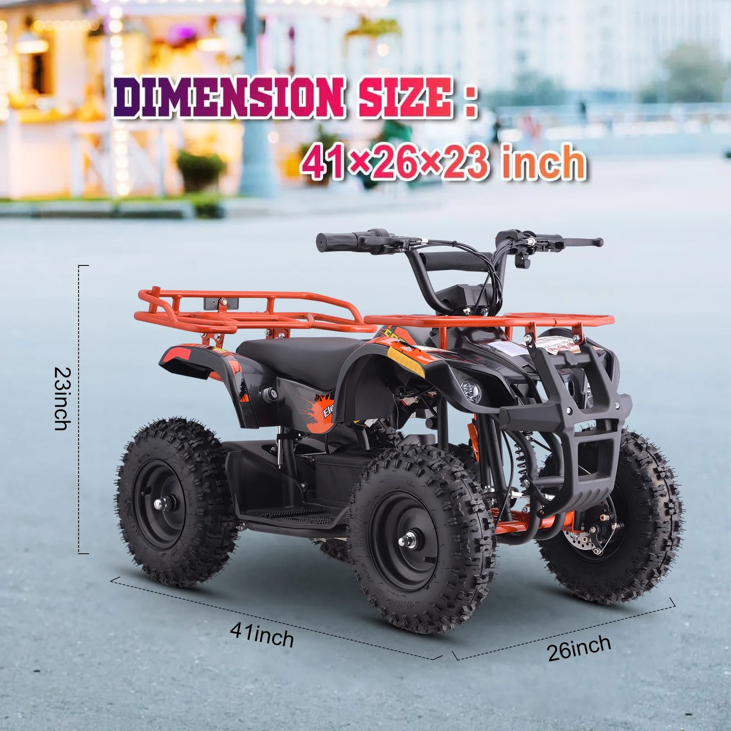 500W 36V Battery Ride-On Off-Road 4-Wheeler – 15-Mile Range, Orange