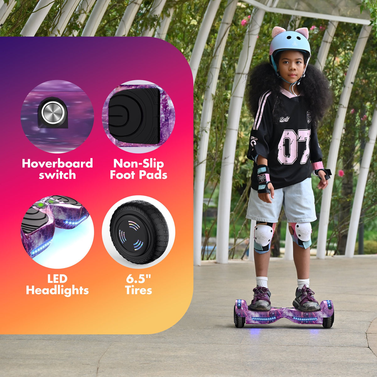 Electric Scooter with Bluetooth Speakers, Hover Off Road Board Electric Scooter with LED Lights & Dual 150W Motor, Scooter with 9MPH Max Speed, Tcdjtc Self-Balance Scooter
