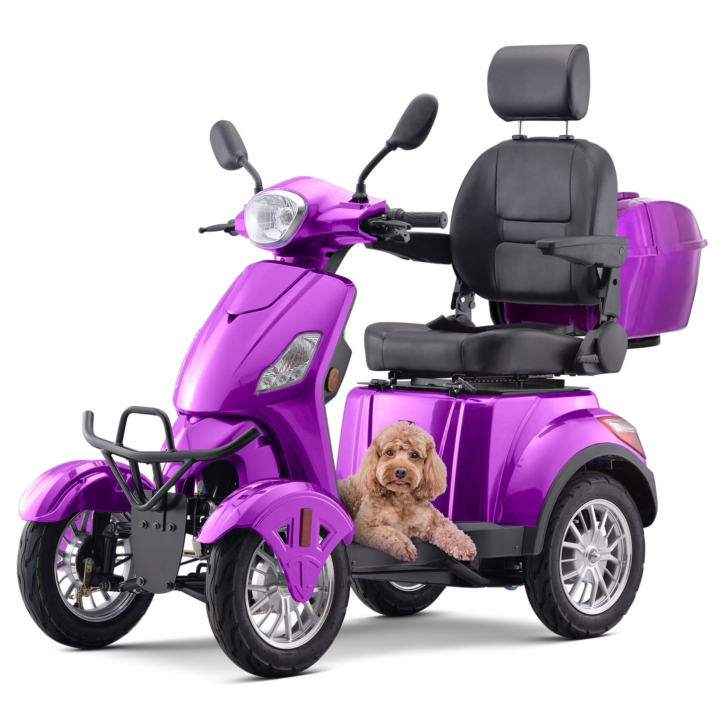 Aoemoe Electric Heavy Duty Mobility Scooters, Large 3-Wheels Wheelchair Device, 500 LBS Capacity for Seniors & Adults, Speed Adjust, Remote Key, Ship Fully Assembled and Ready to Ride (Purple)