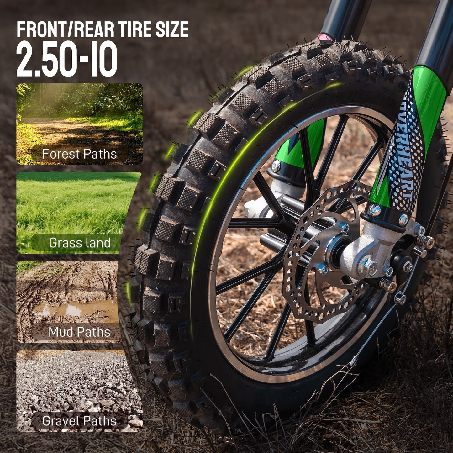 QEASET 39cc Gas mini Bike - Mini Motorcycles for Young Riders, Gas Powered Mini Bike with Safety Kill Switch, Tubeless Tires, Easy Pull Start, and EPA Approved (GREEN)