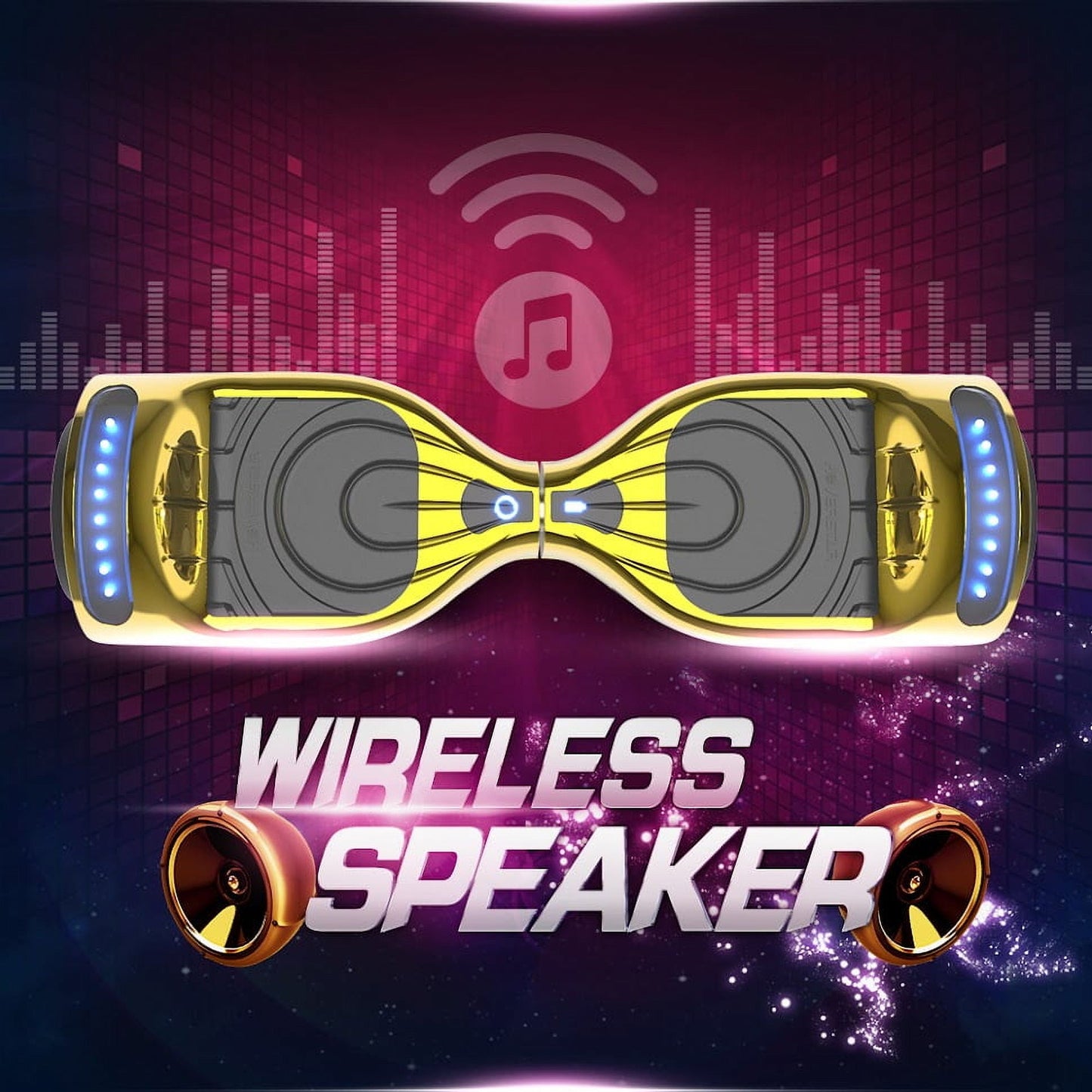 Hoverstar Flash Wheel Hoverboard 6. 5 In. Bluetooth Speaker with LED Light Self Balancing Wheel Electric Scooter, Chrome Gold