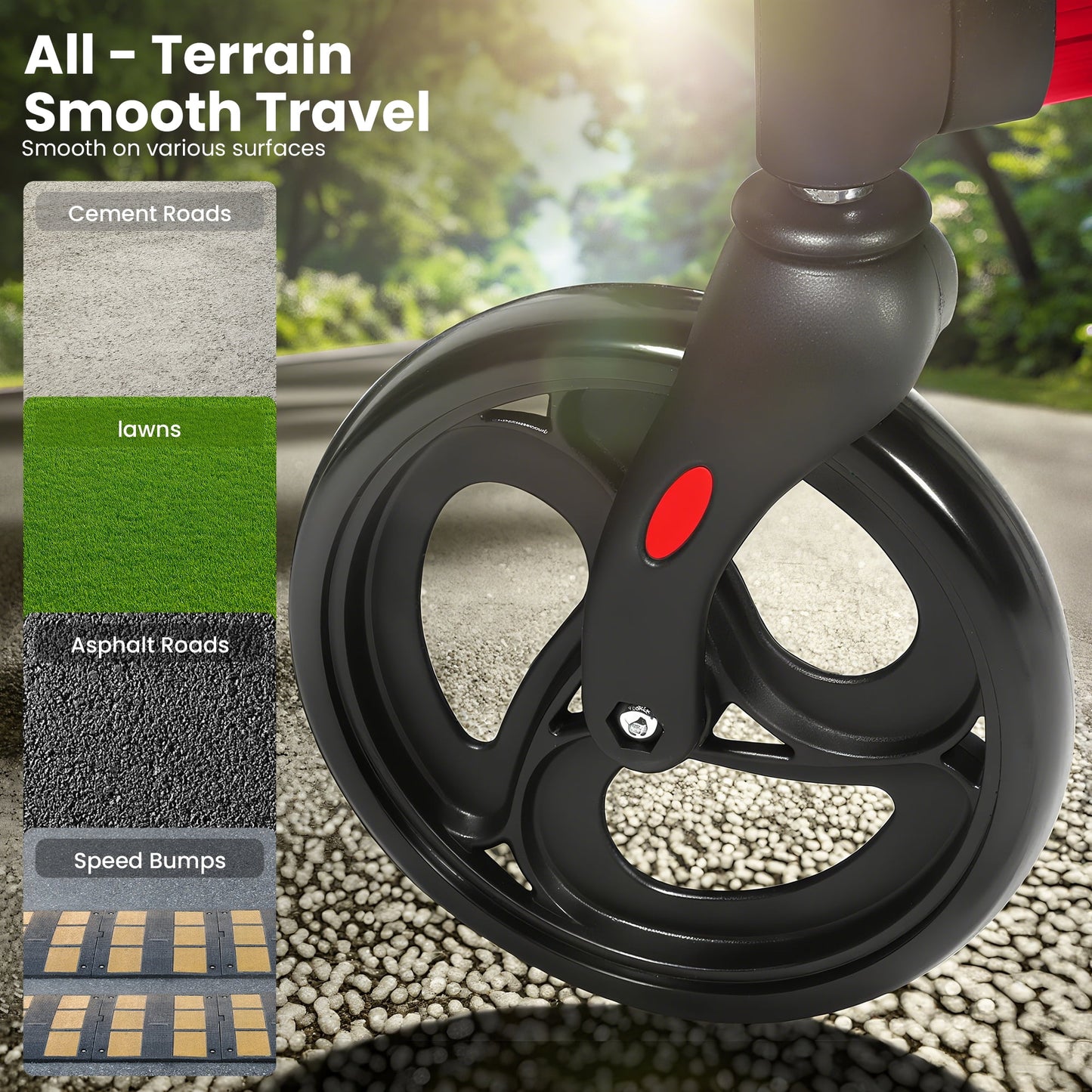 QEASET Folding Mobility Walkers, Convertible wheelchair, Red