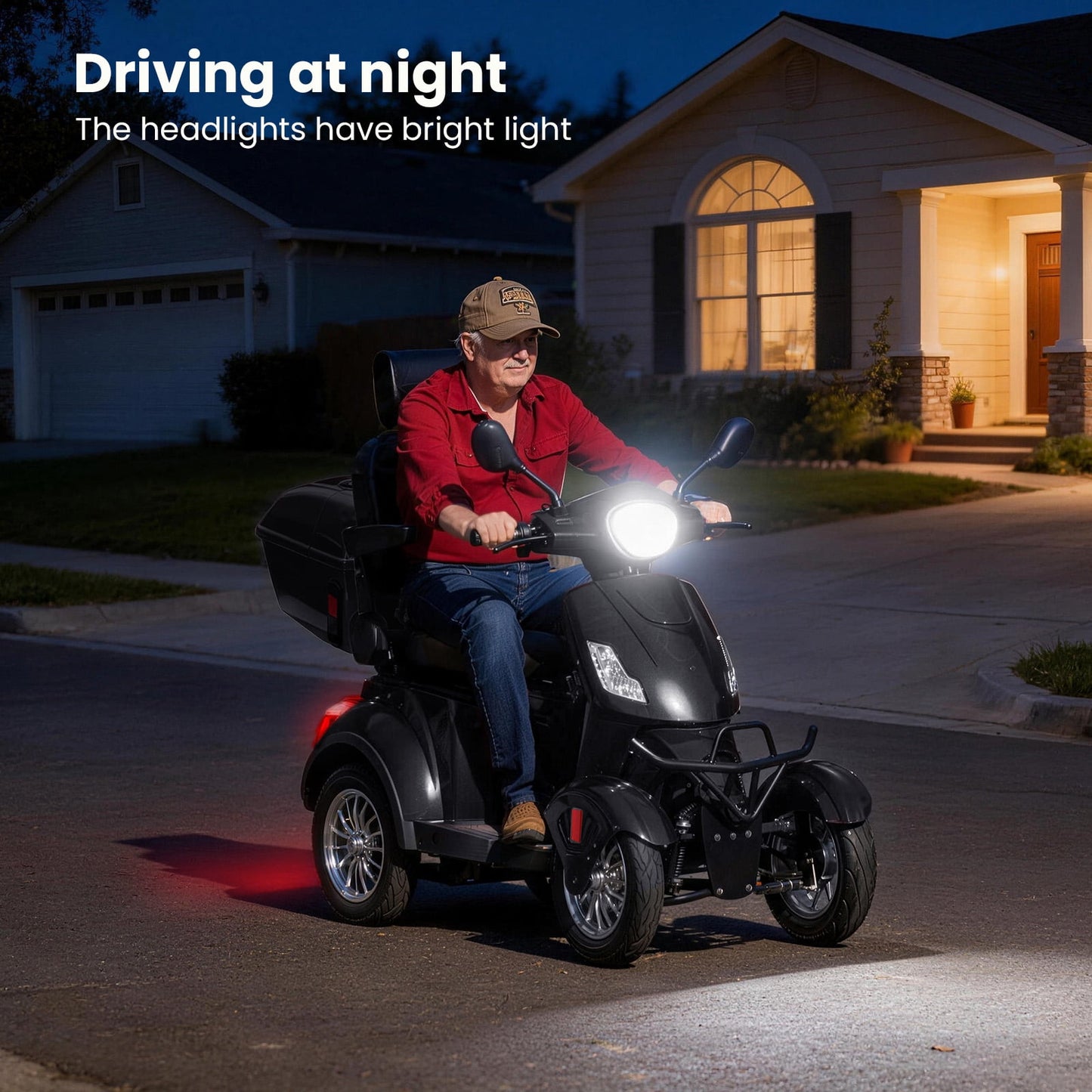Upgrade Heavy Duty 4 Wheel Mobility Scooters for Seniors & Adults 500lbs Capacity,Arshin 800W All Terrain Fast Mobility Scooter for Travel,Electric Powered Chair,25 Miles Rang,Remote Key(Black)