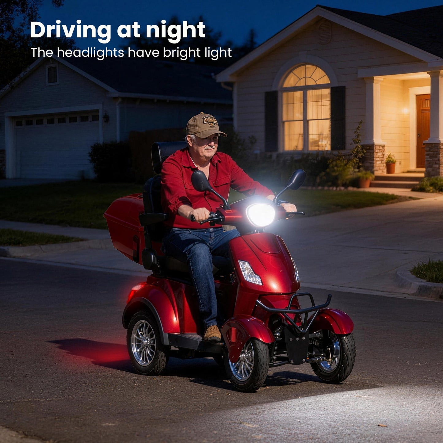 Arshin Mobility Scooters for Seniors & Adults,500lbs Capacity Heavy Duty Electric Mobility Scooters with 4 Wheels,800W Long Range Battery and Speed Adjust Medical Scooter(Red)