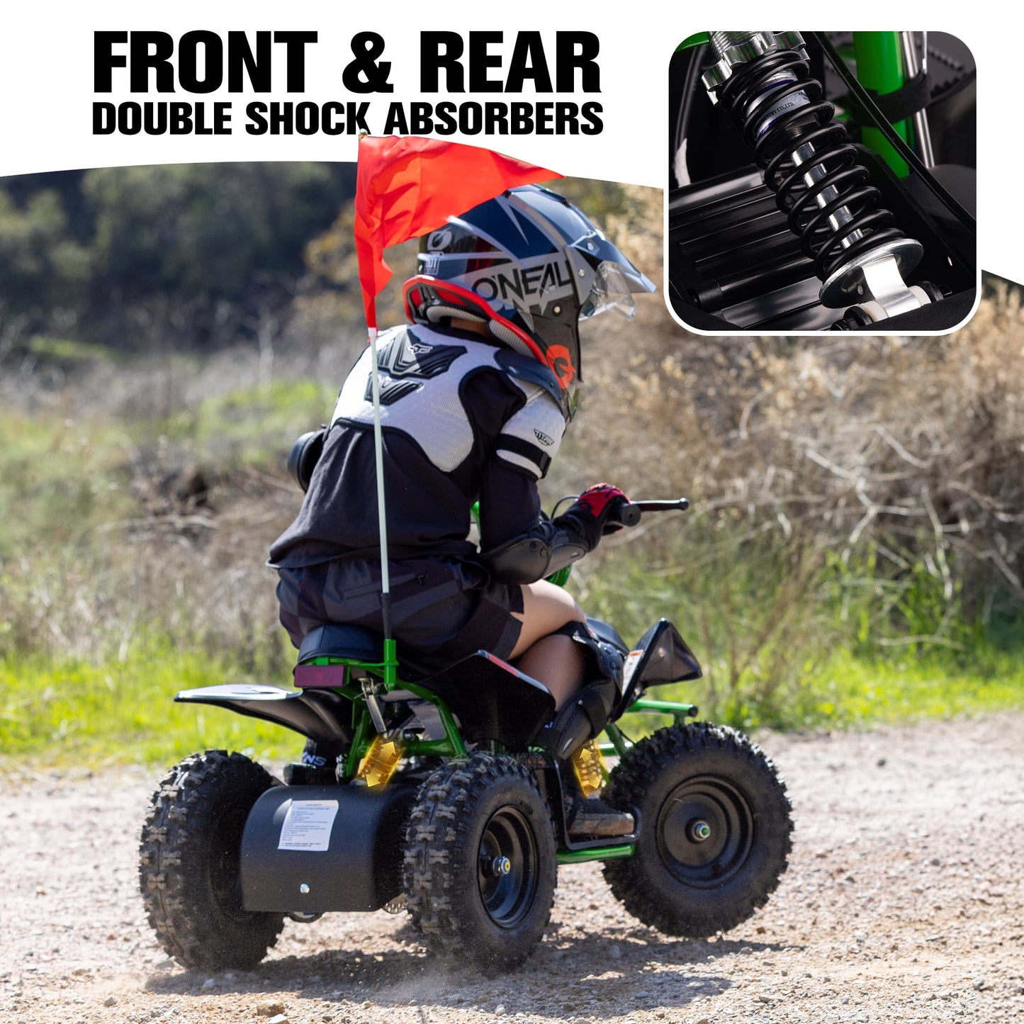 QEASET 36V 500W Ride-On Buggy Off-Roader, Parent Speed Key 10-15 mph, 15-Mile Range, Green