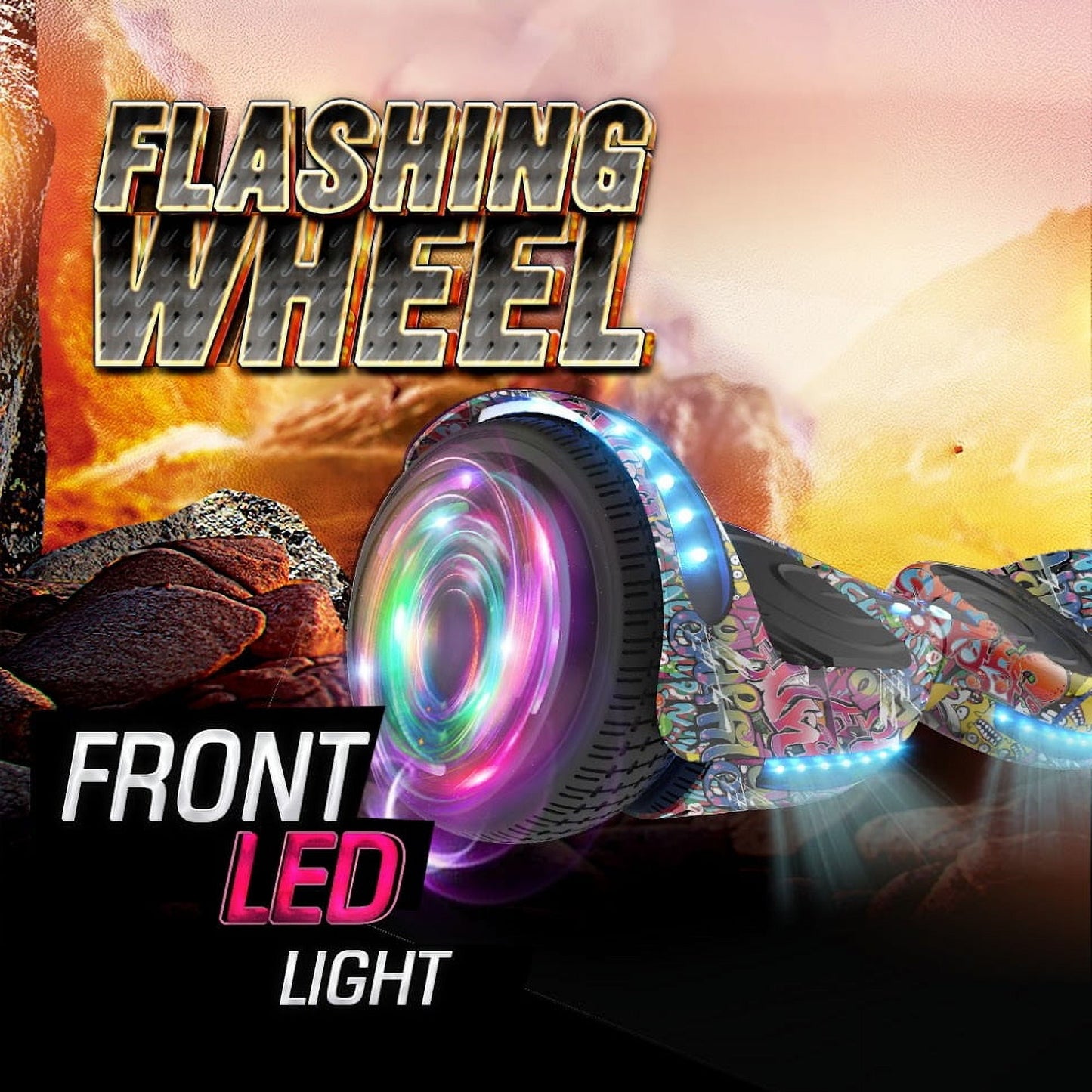 Hoverstar hover board 6.5 In. Flash Wheel Bluetooth Speaker with LED Light Self Balancing Wheel Electric Scooter – Graffiti