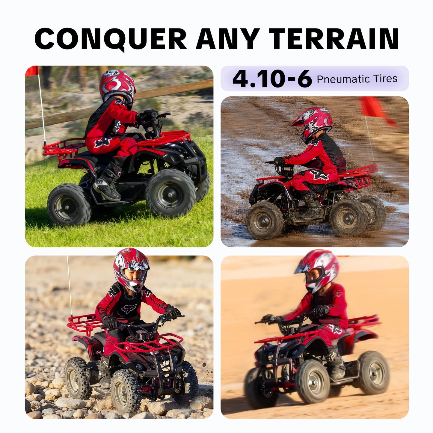 HOVER HEART Electric Dirt Quad, 36V 500W 4-Wheeler, Dual Suspensions, Age 13+