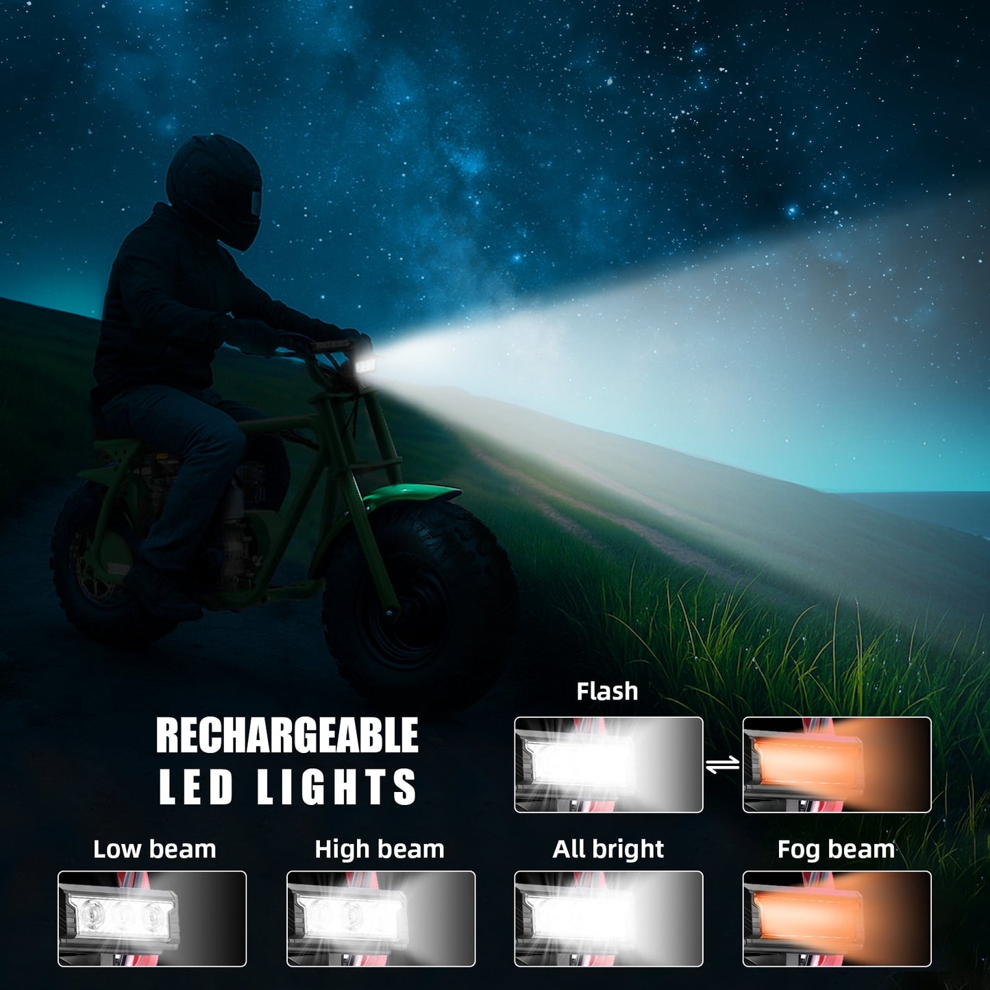 QEASET 99cc Dirt Bike, Gas Powered, 4-Stroke with LED Headlight, 25MPH Minibike Trail Bike, Pull Start, Poucket Bike for Teenager and Adult, Summer Gift