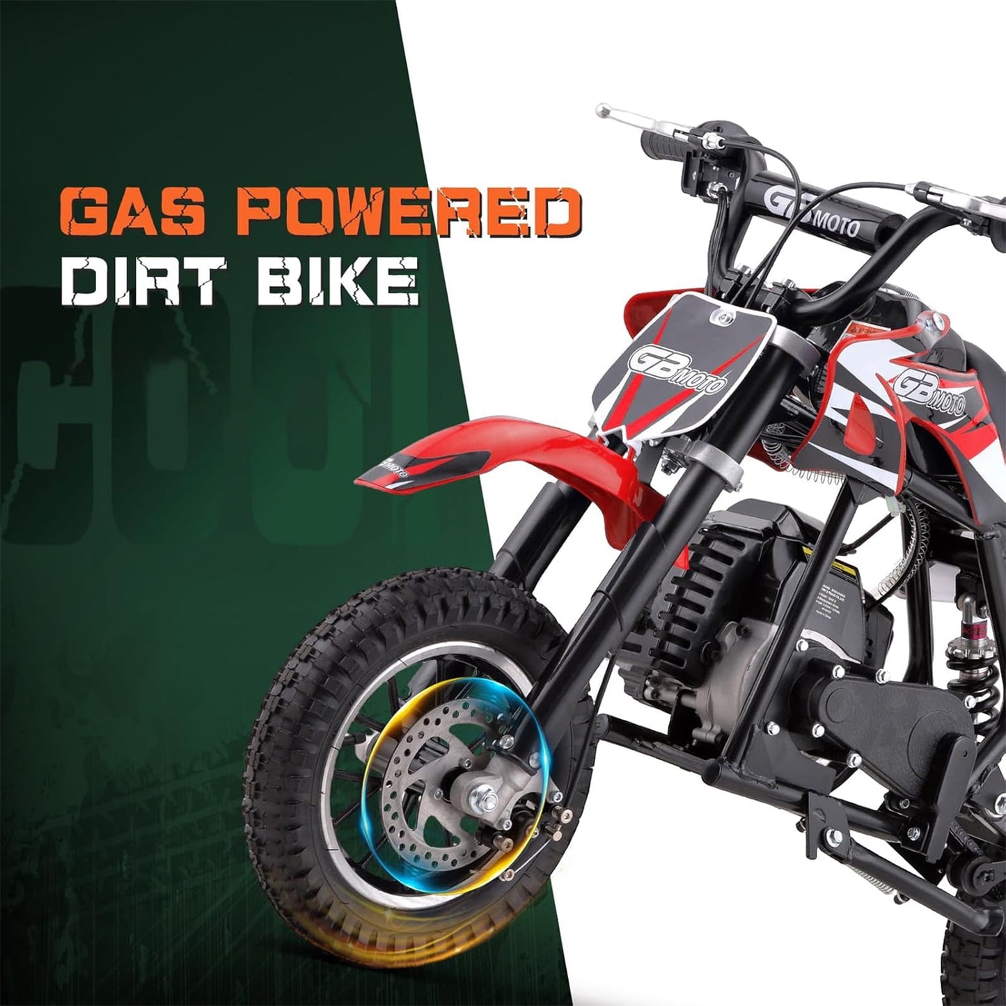 Arshin 50cc 2-Stroke Gas Dirt Bike - 20 MPH Max Speed,Disc Brakes,Perfect Youth & Adult Beginner Pit Bike(Red)
