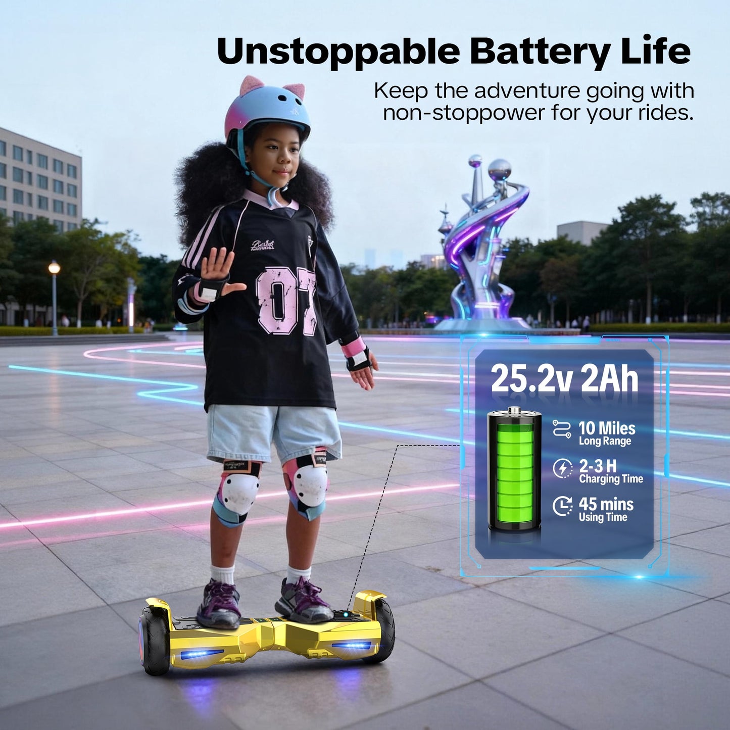 Hoverboard for Kids with 9 mph Max Speed, Tcdjtc Electric Scooters with LED Lights & Bluetooth Speakers, All Terrain Hoverboard for Adults, Off Road Hoverboard with UL2272 Certified