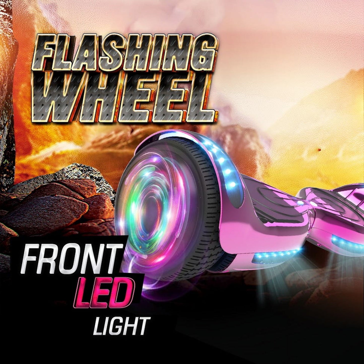 Hoverstar Flash Wheel Certified Hover board 6.5 In. Bluetooth Speaker with LED Light Self Balancing Wheel Electric Scooter , Chrome Pink