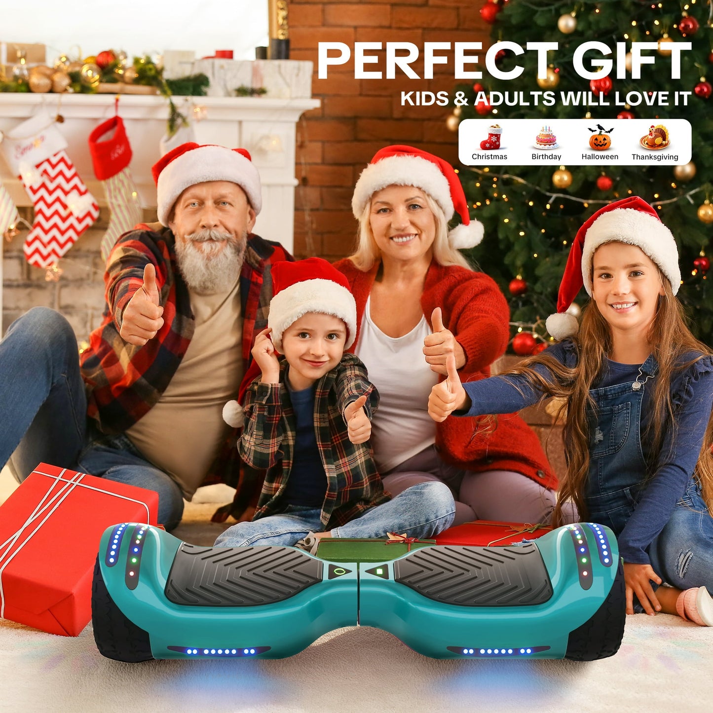 MOSTA All Terrain Self-Balance Scoote ,Electric Scooter Board for Kids & Adults with Bluetooth and Led Lights,6.5 inch,165 lbs capacity Perfect Gift